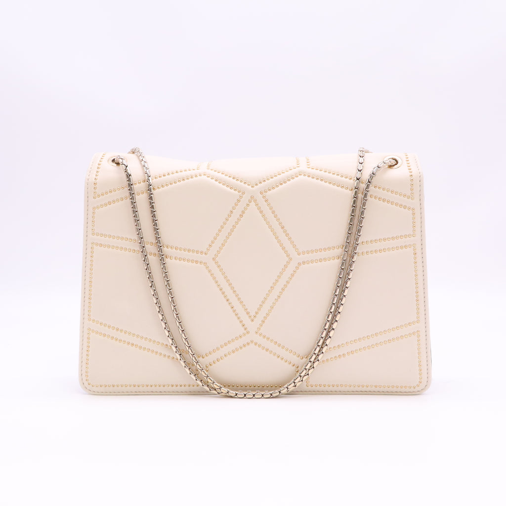 Quilted Nappa Smooth Calfskin Serpenti Forever Diamond Blast Shoulder Bag Ivory B24242