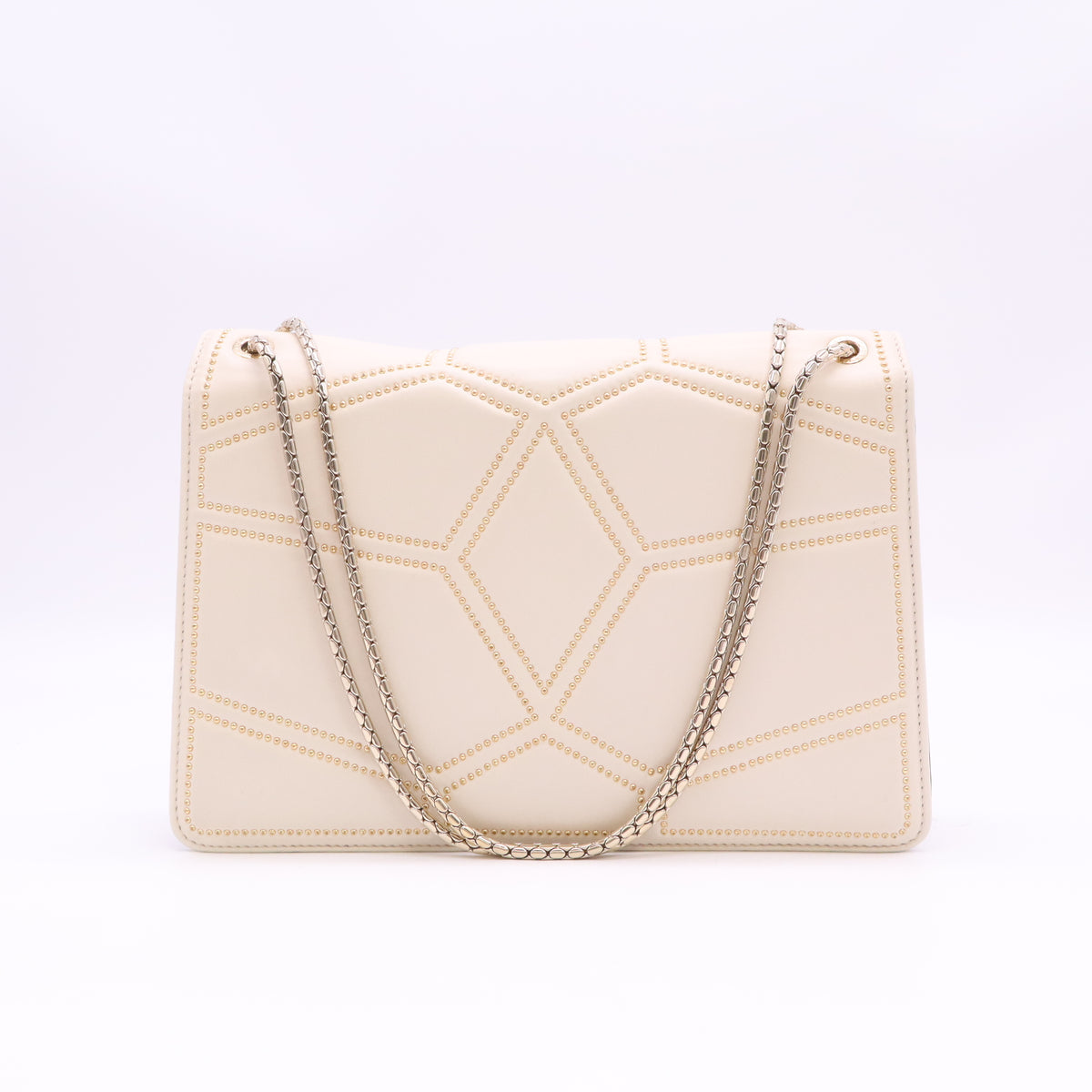 Quilted Nappa Smooth Calfskin Serpenti Forever Diamond Blast Shoulder Bag Ivory B24242