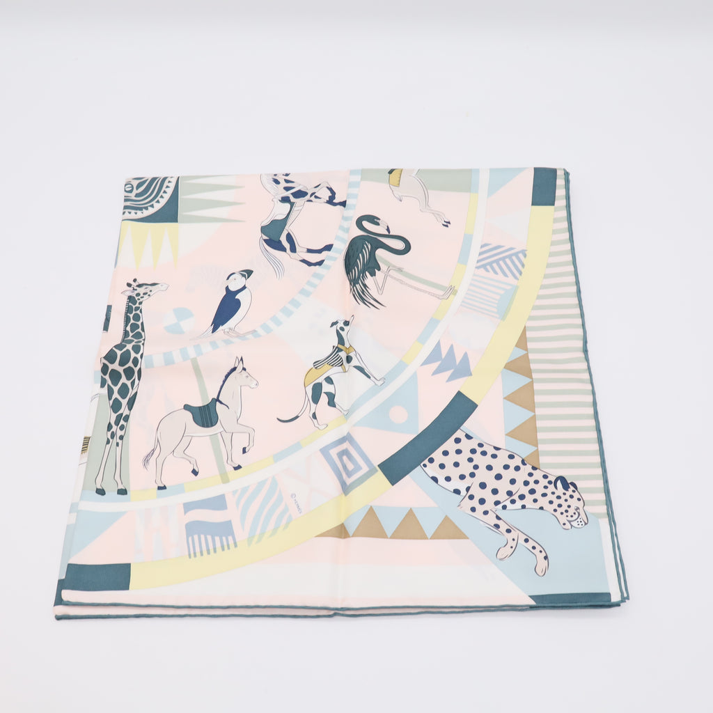Hermès Le Carrousel du Tigre Royal Silk Scarf Twins LDJ3293