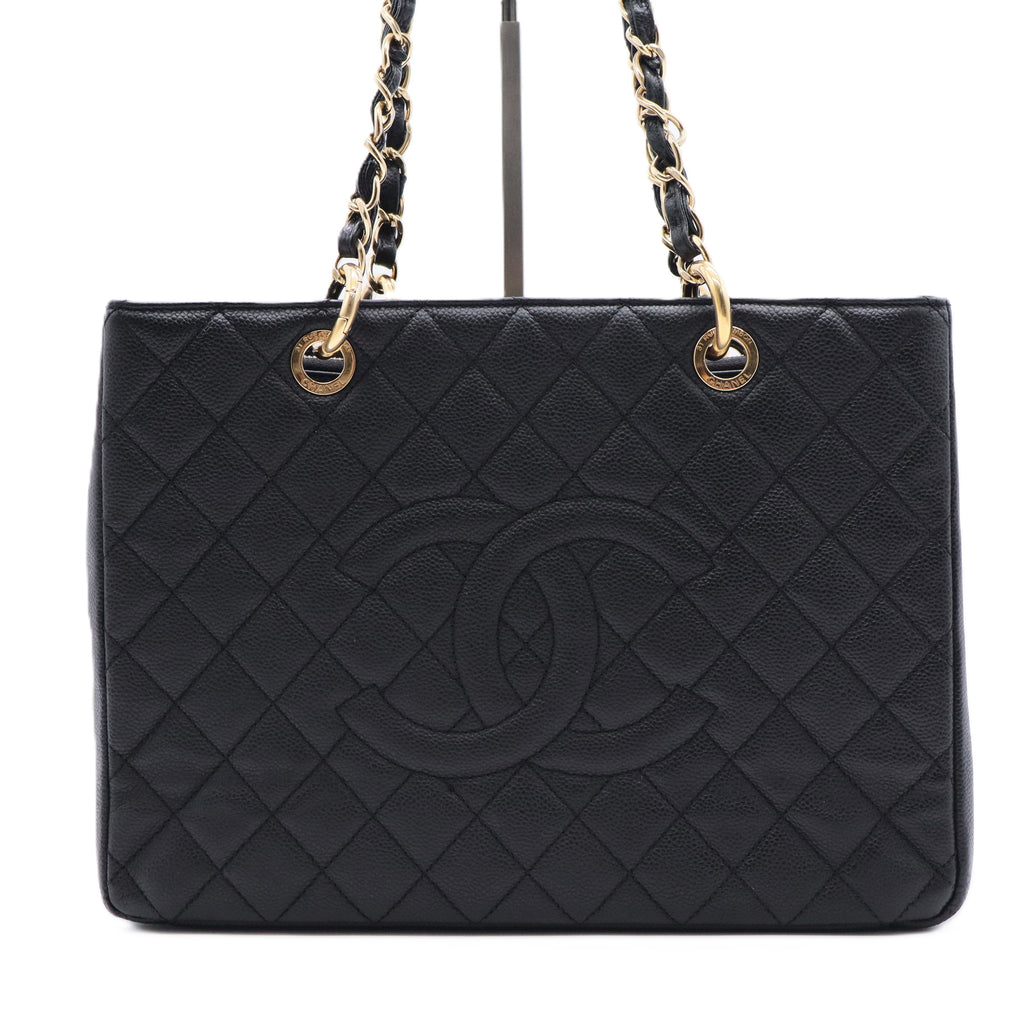 Caviar Quilted Grand Shopping Tote GST Black twins B23322