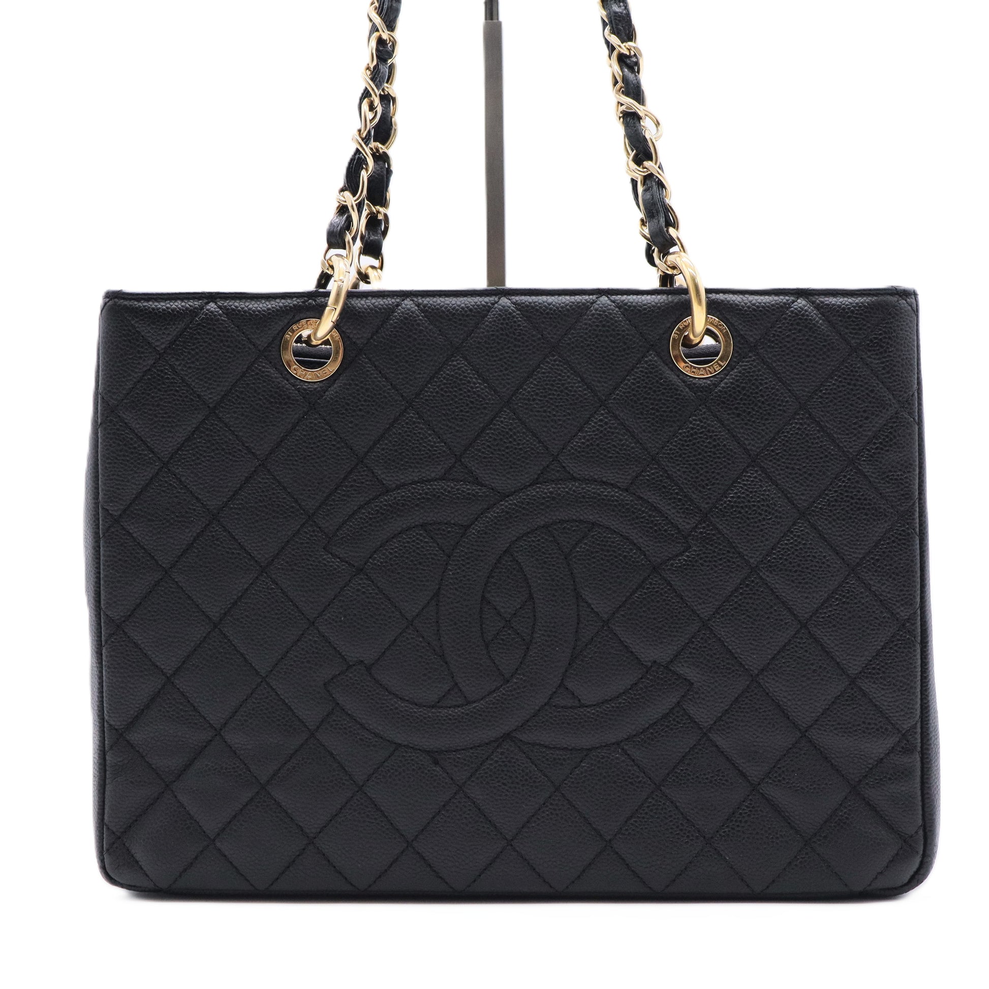 Caviar Quilted Grand Shopping Tote GST Black twins B23322