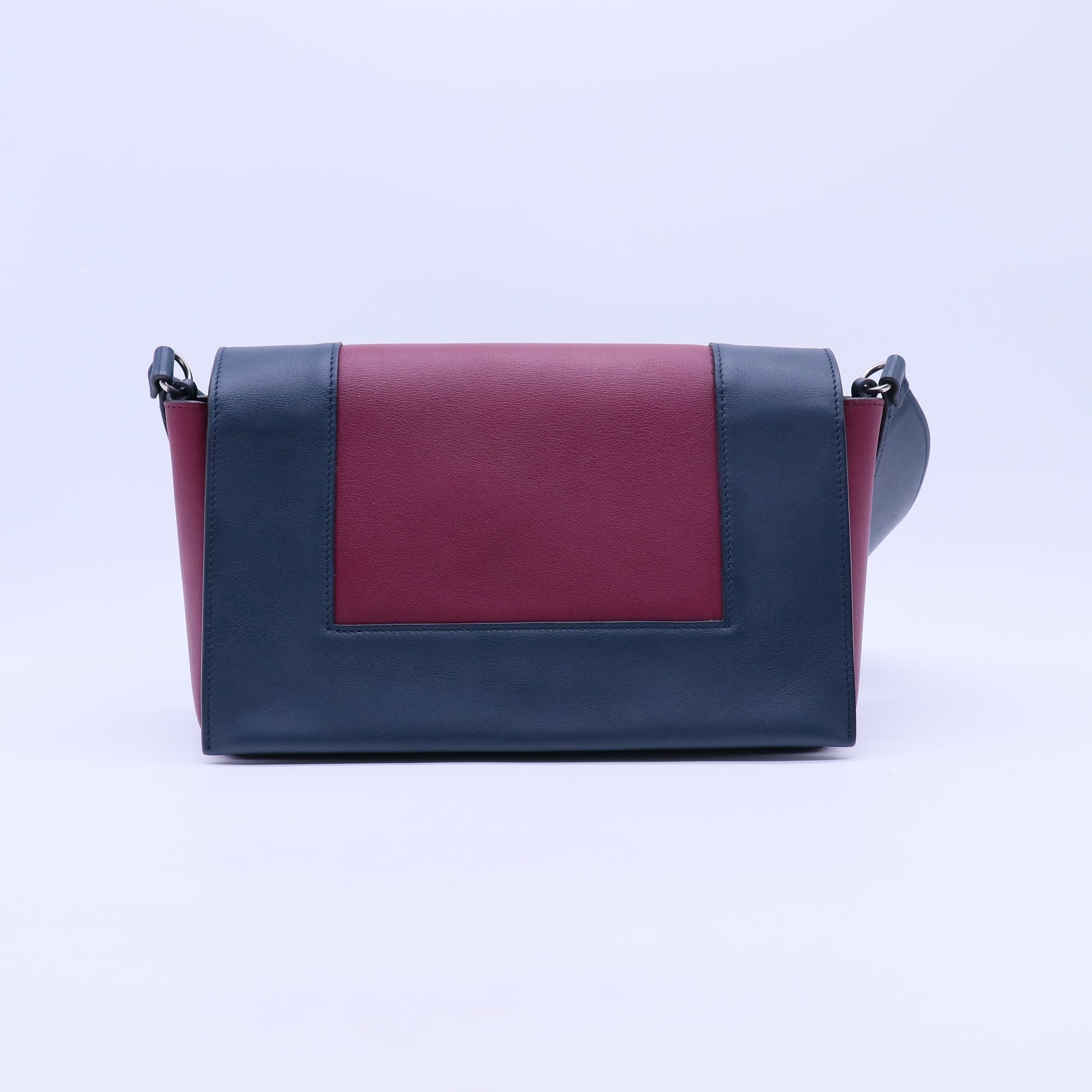 Shiny Smooth Calfskin Medium Frame Shoulder Bag Steel Blue Plum B21244