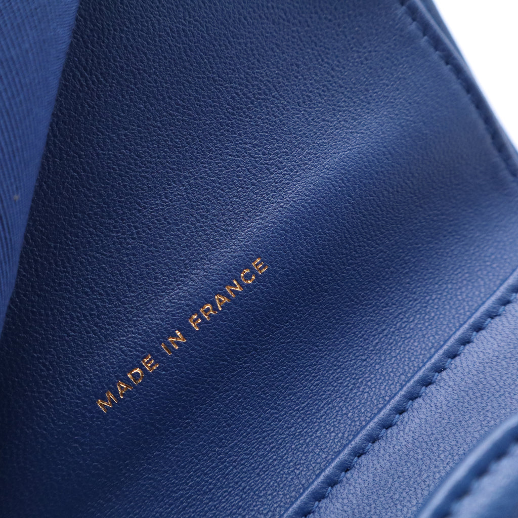 Chanel Lambskin Quilted Compact Flap Wallet Royal Blue W21136