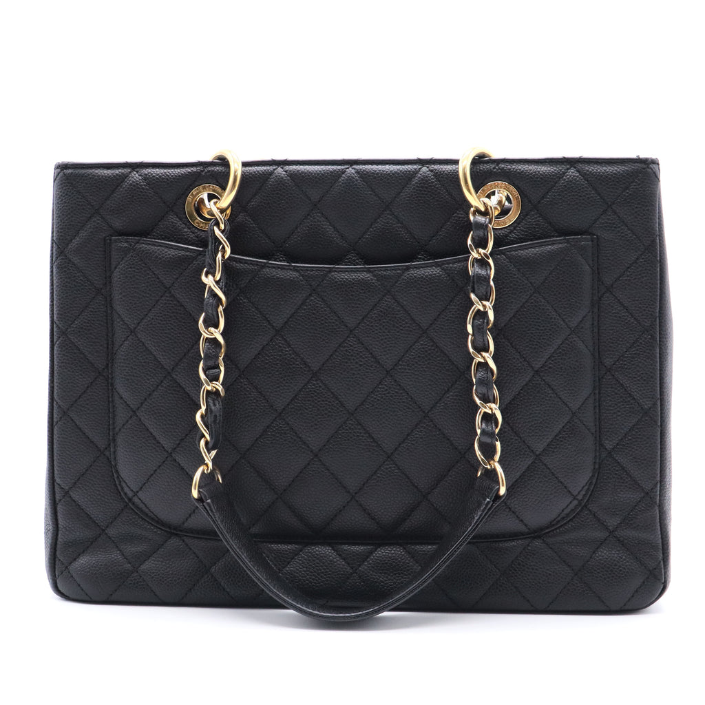 Caviar Quilted Grand Shopping Tote GST Black twins B23322