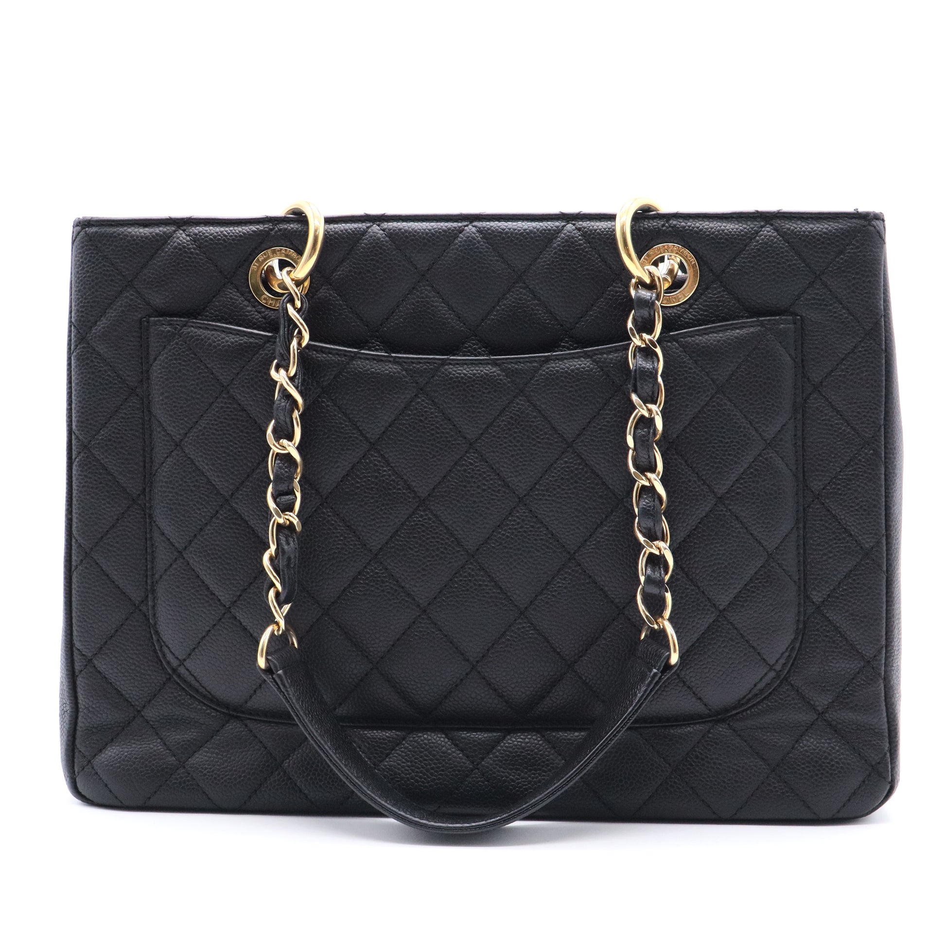 Caviar Quilted Grand Shopping Tote GST Black twins B23322