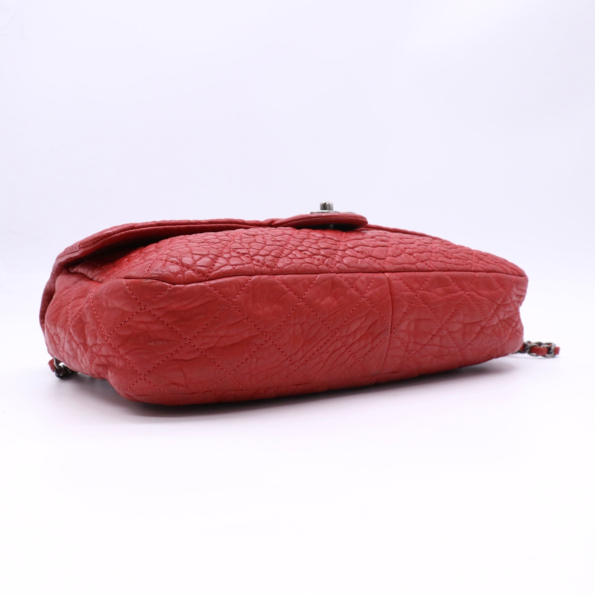 Chanel Red Quilted Glazed Lambskin Leather Medium Flap Bag twins LDJ4699