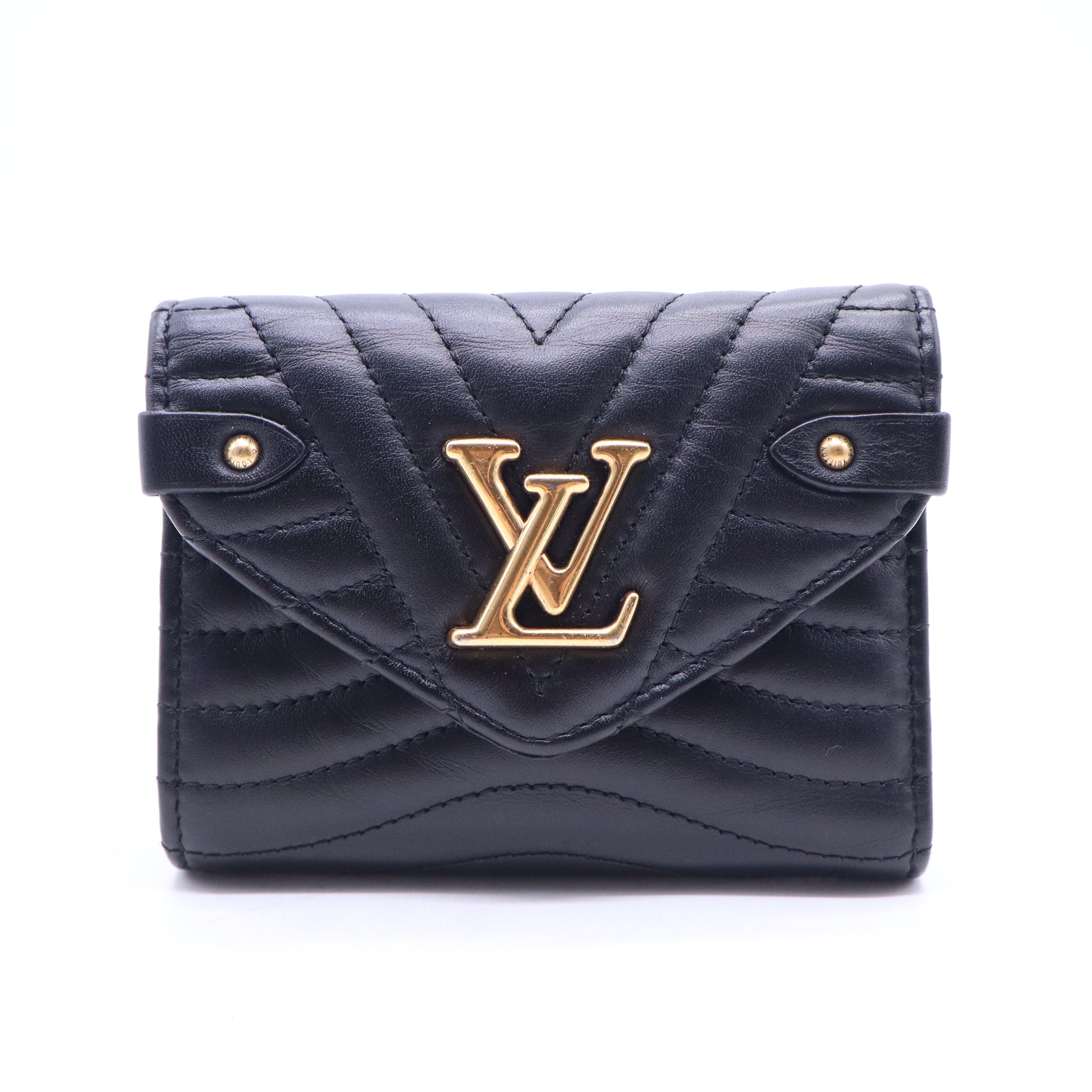 Louis Vuitton Calfskin New Wave Compact Wallet Black W21137