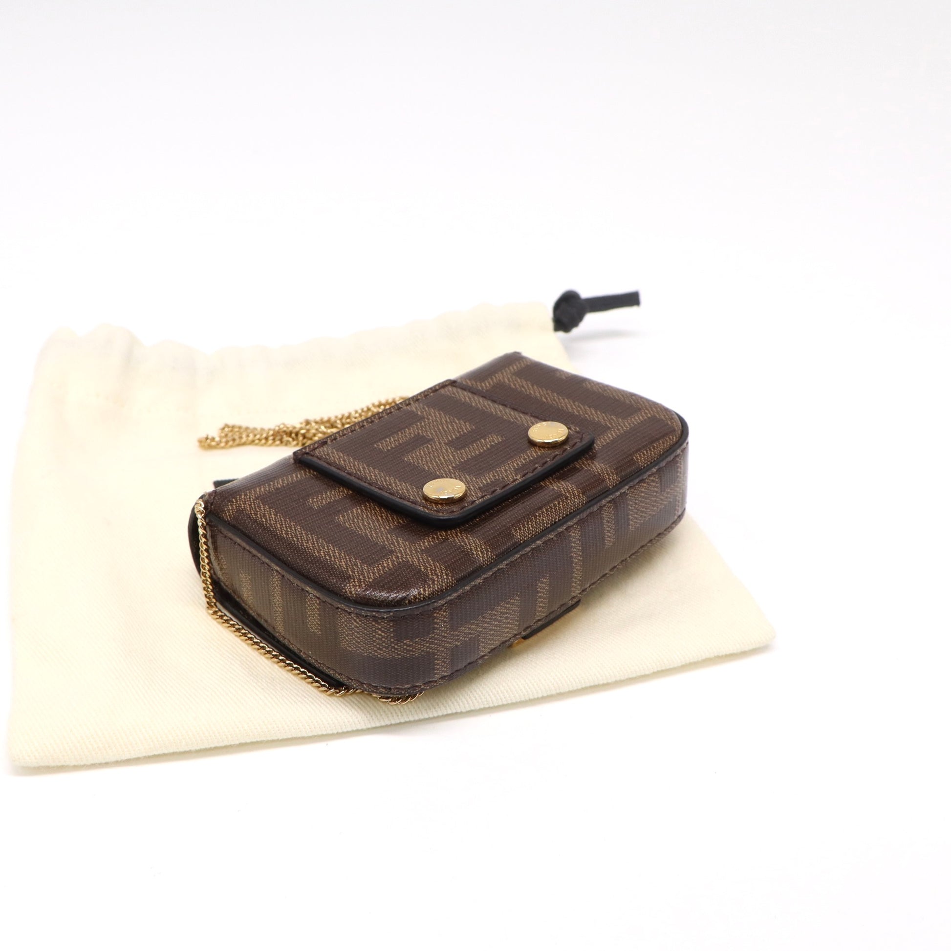 Chain Baguette Charm Bag Zucca Coated Canvas Nano Twins LDJ4785
