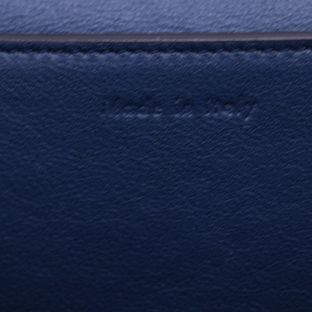 Shiny Smooth Calfskin Medium Frame Shoulder Bag Steel Blue Plum B21244