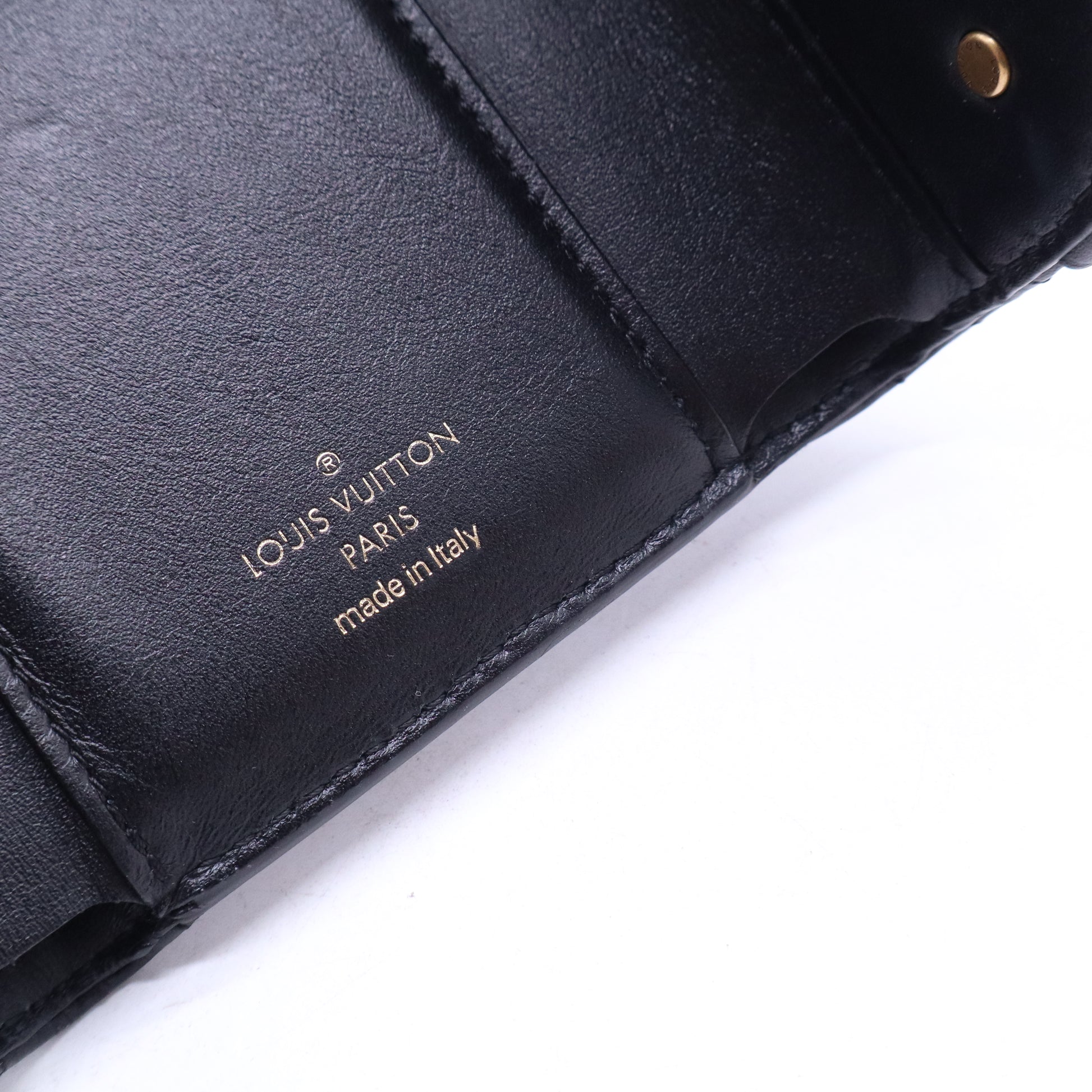 Louis Vuitton Calfskin New Wave Compact Wallet Black W21137