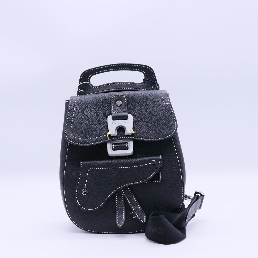 Christian Dior Grained Calfskin Mini Gallop Sling Bag Black Twins LDJ3862