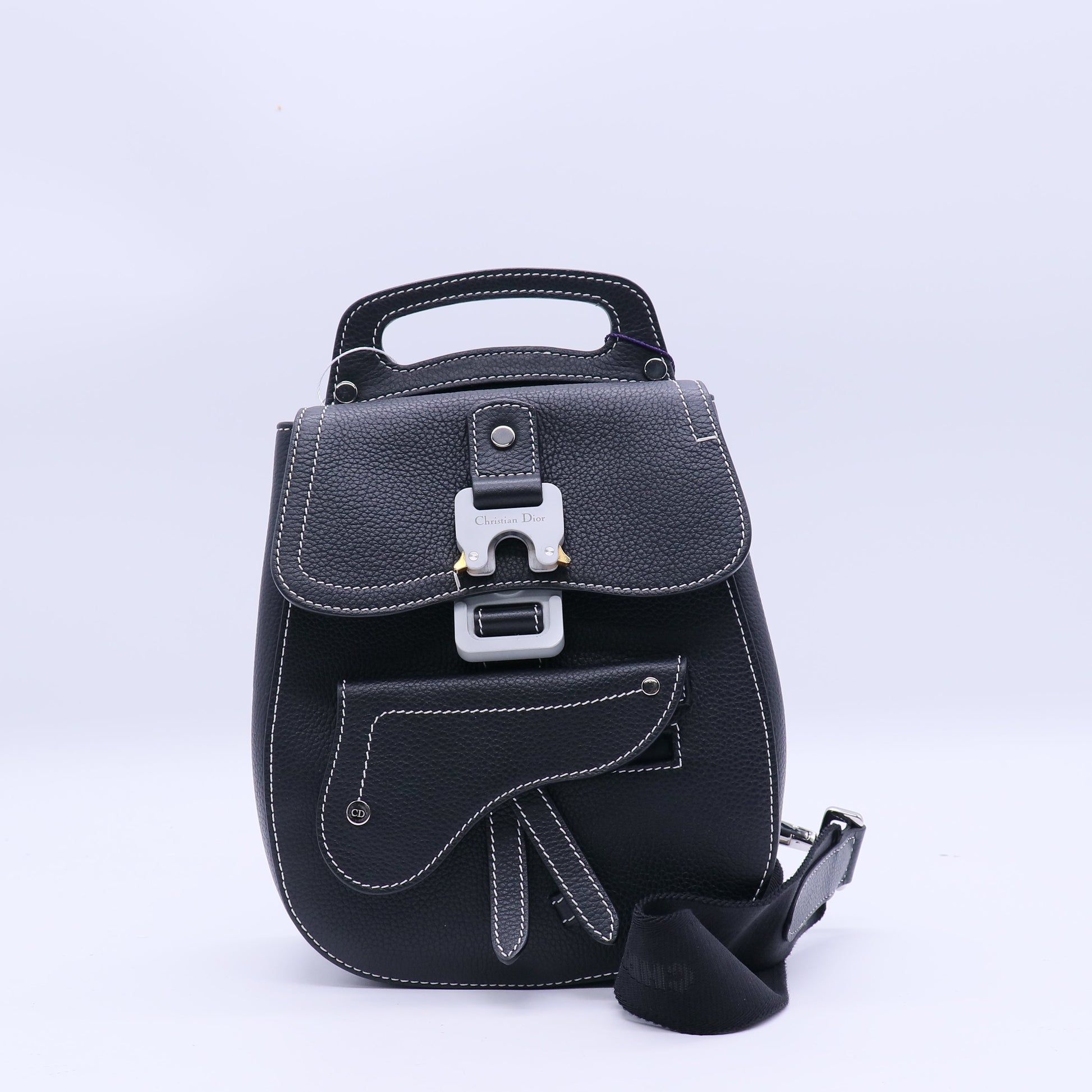Christian Dior Grained Calfskin Mini Gallop Sling Bag Black Twins LDJ3862