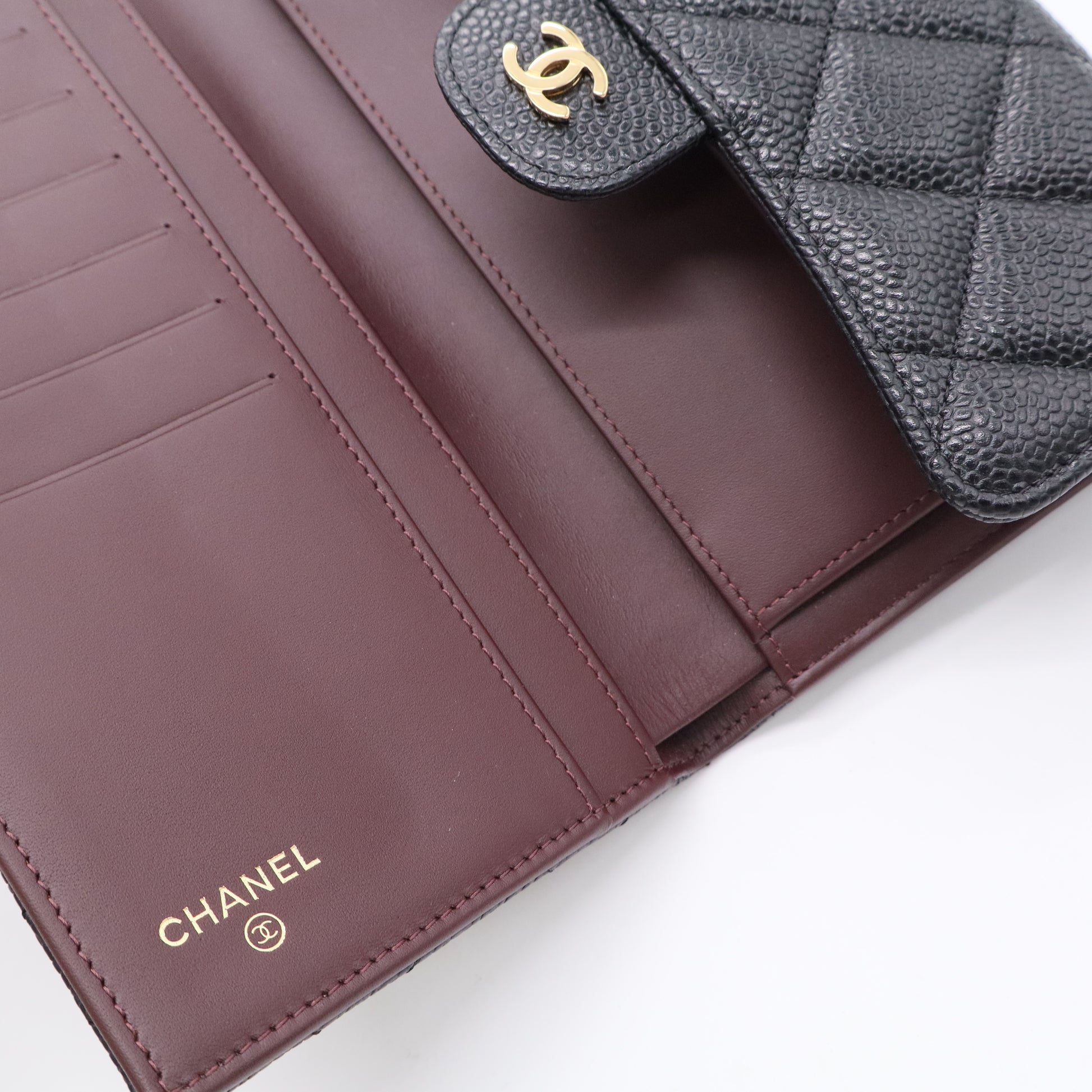 Chanel Black Quilted Caviar Leather Gold Hardware L-Gusset Flap Wallet Twins LDJ3298