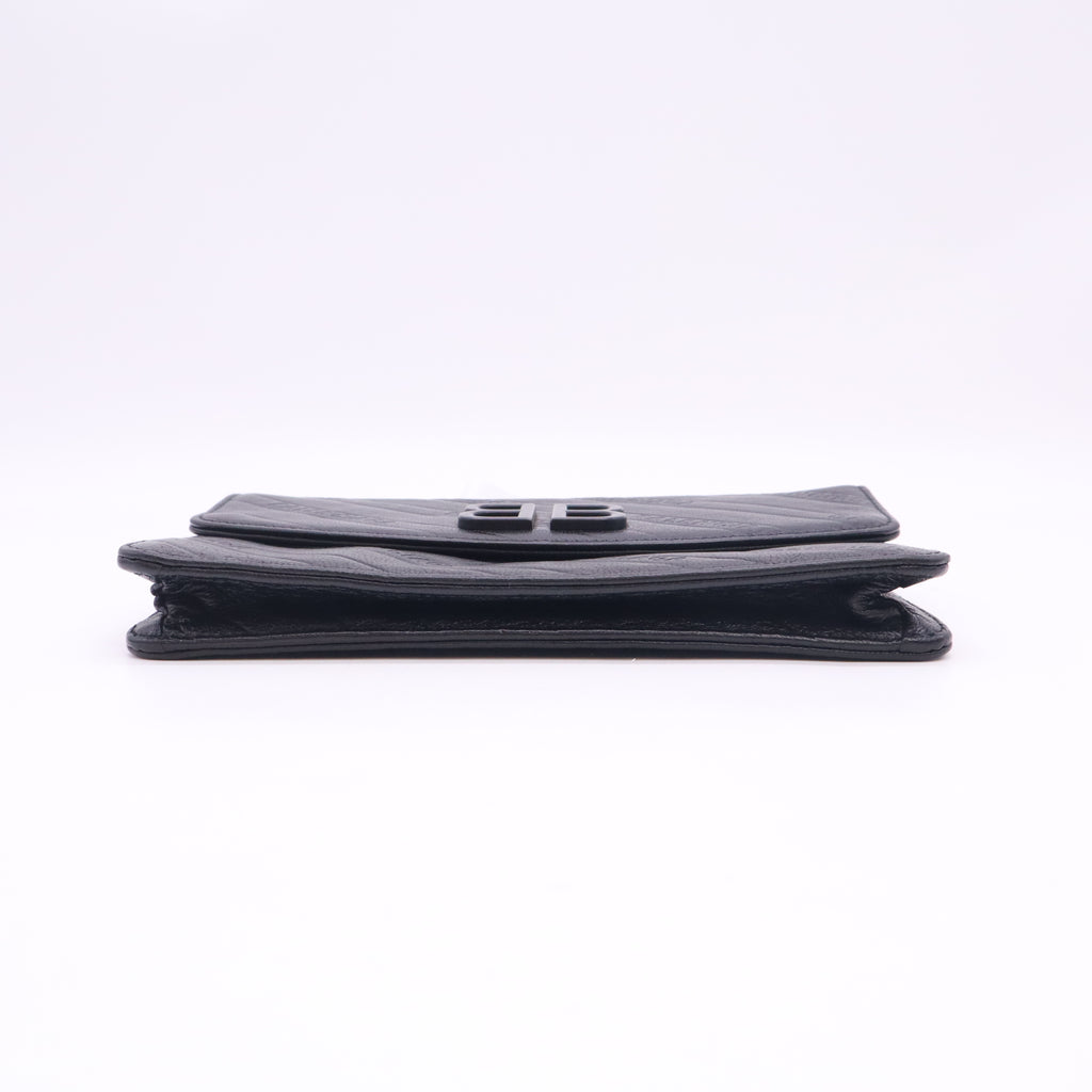 Balenciaga Shiny Goatskin Diagonal Logo Embossed BB Wallet on Chain B24460