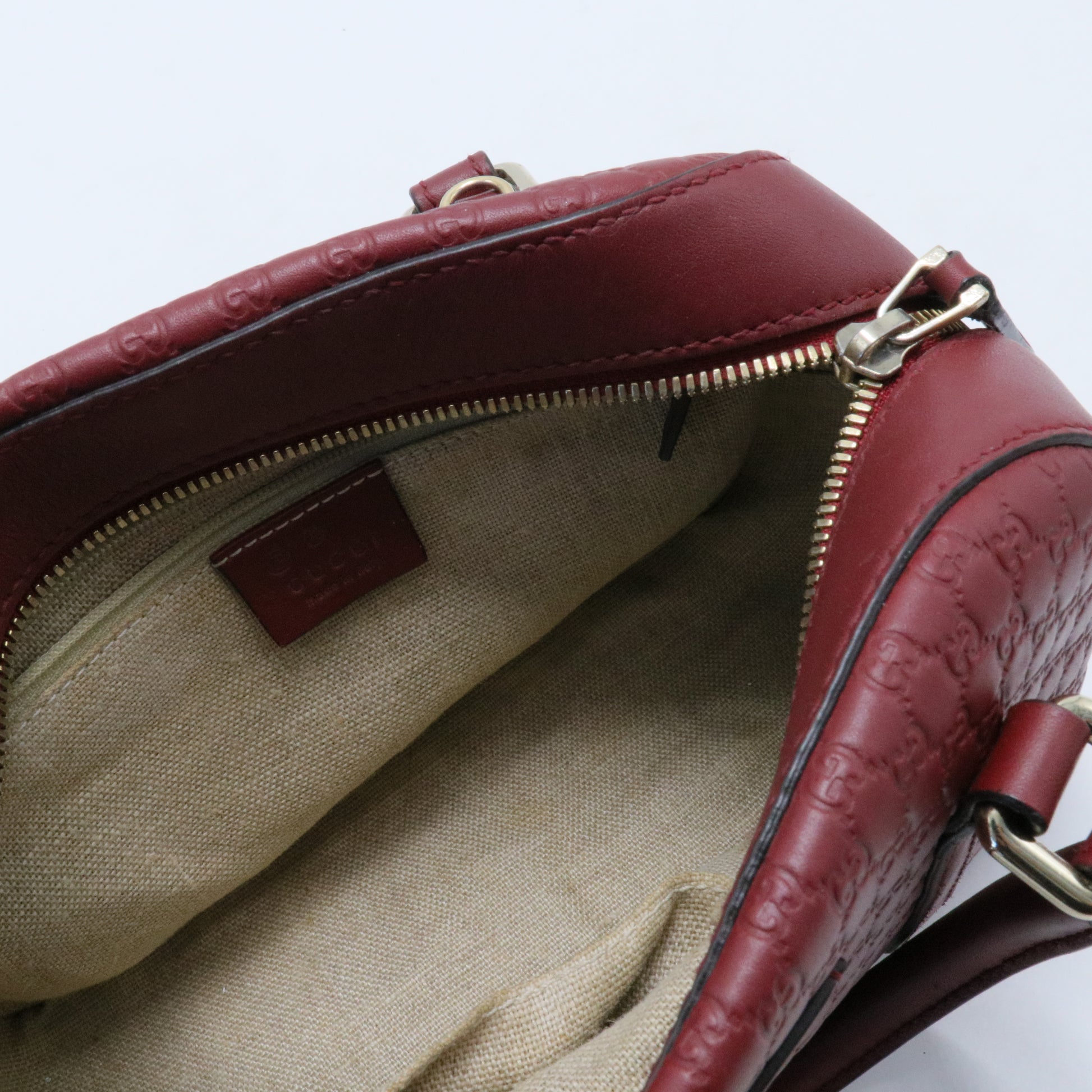 Gucci Red Microguccissima Leather Small Boston Bag