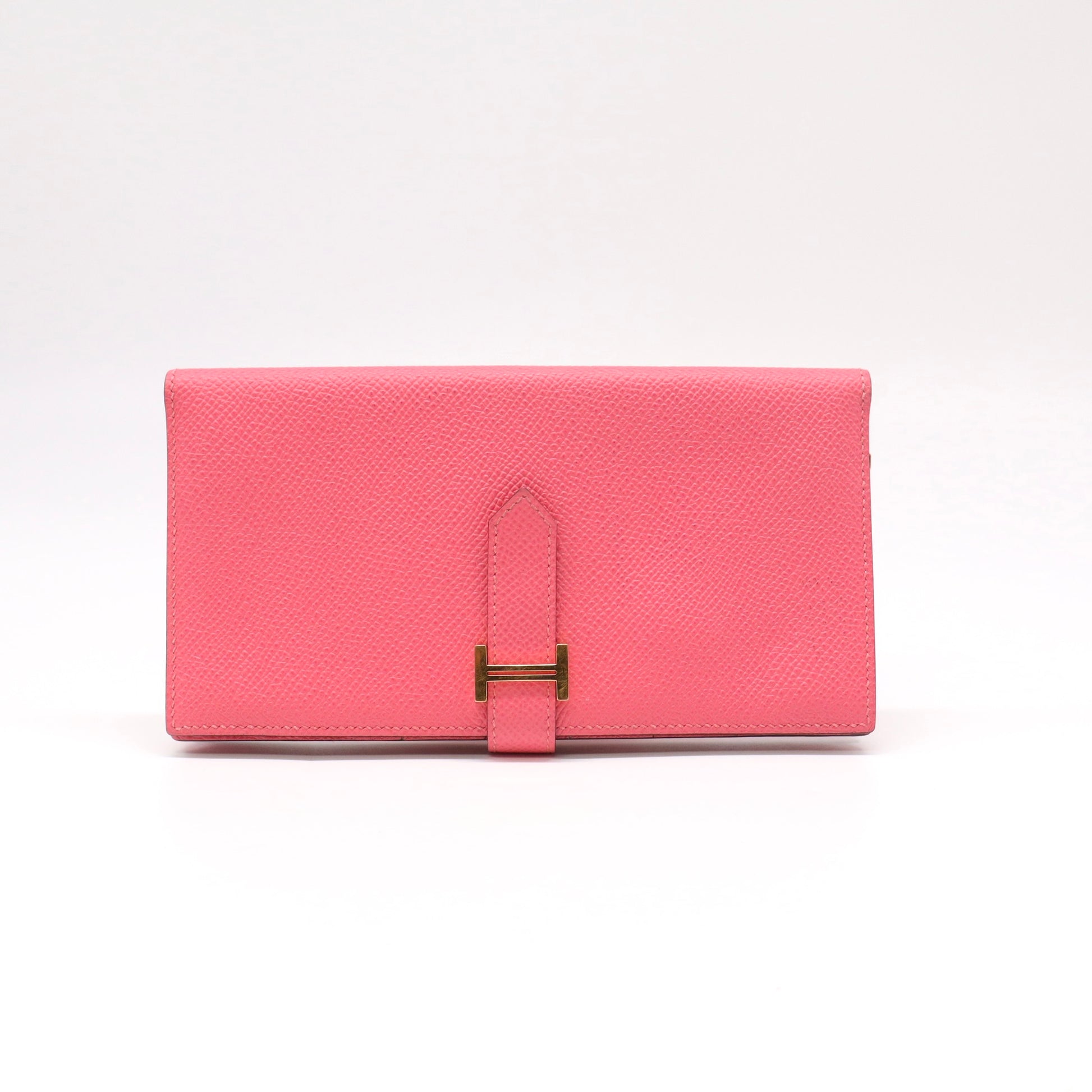 Hermes Epsom Bearn Pink Gusset Wallet Flamingo twins