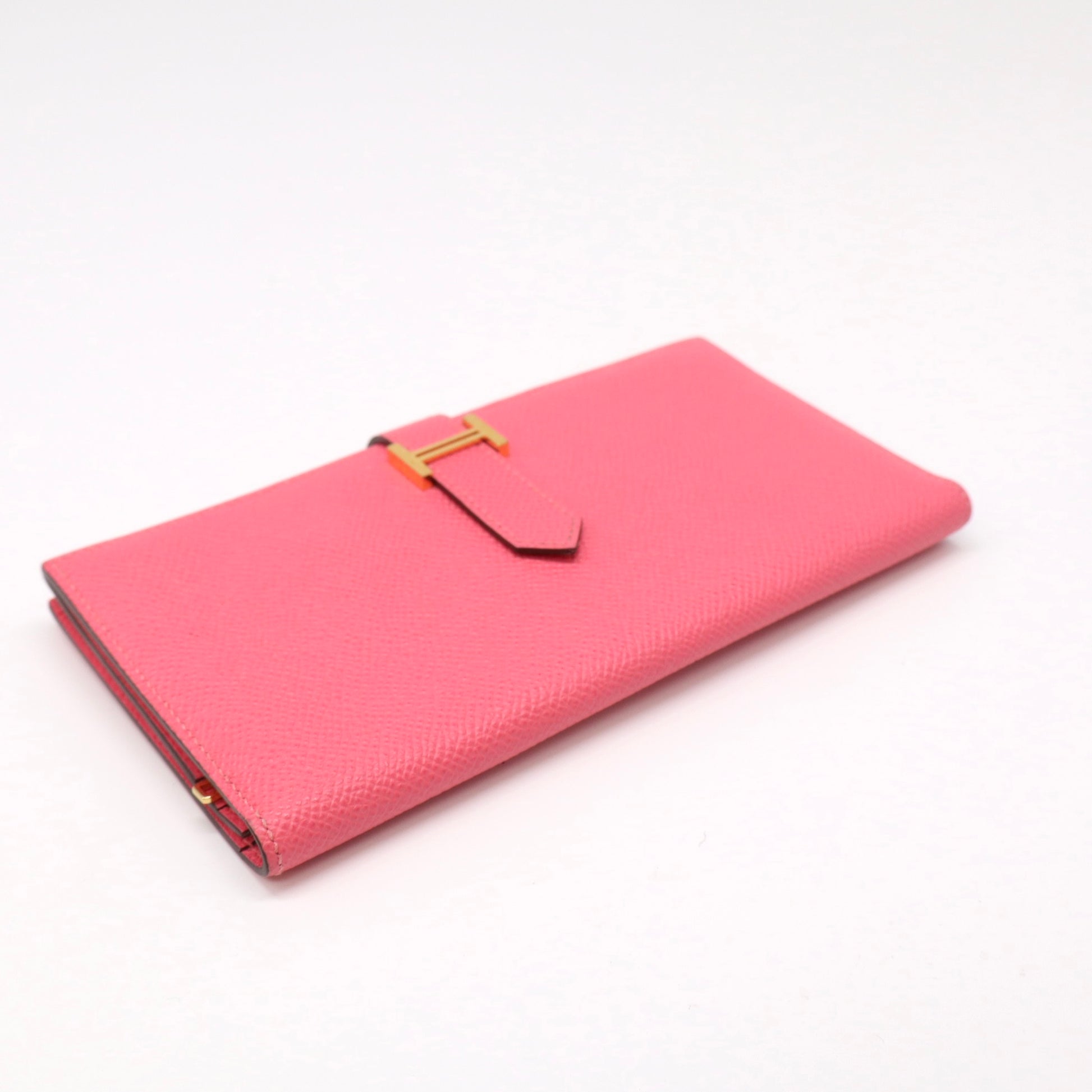 Hermes Epsom Bearn Pink Gusset Wallet Flamingo twins