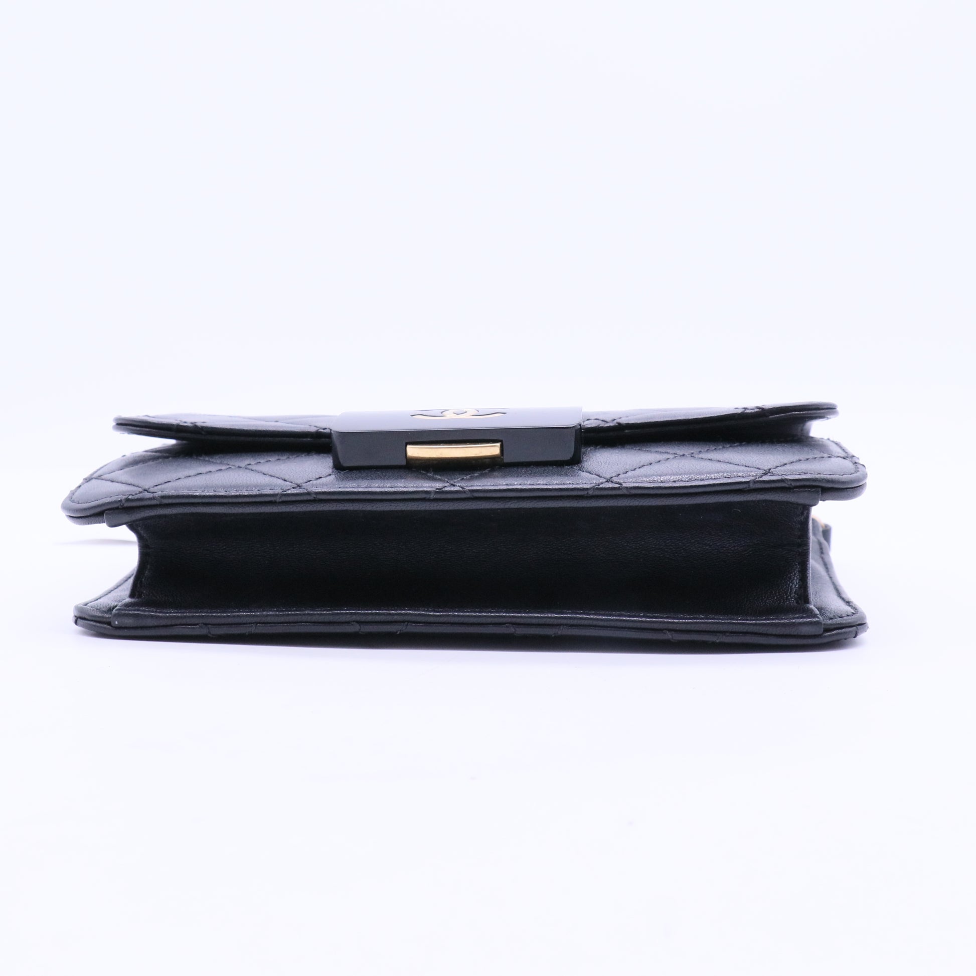 Black Quilted Leather Beauty Lock Flap Bag B12389