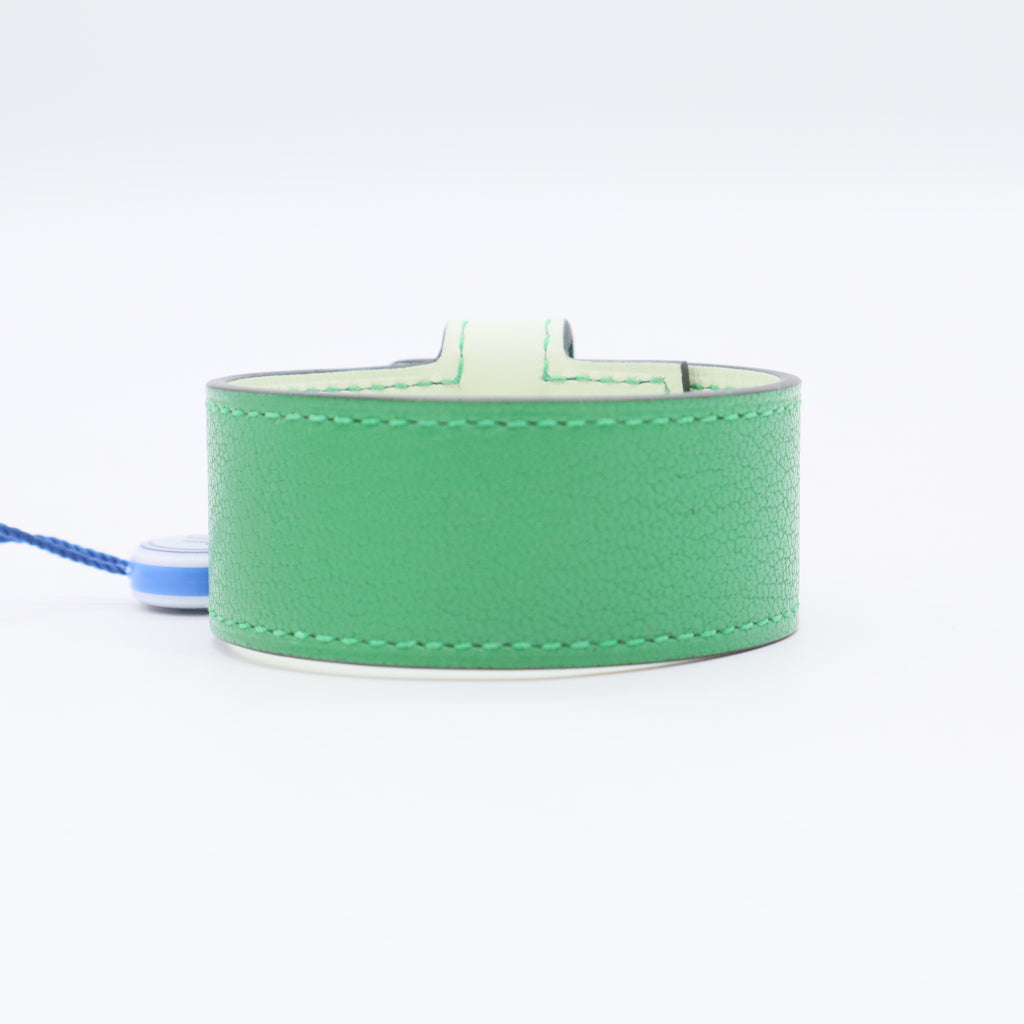Hermes Bambou Chamkila Goatskin Leather Gold Plated Kelly Twist Bracelet Size T2 Twins LDJ3308