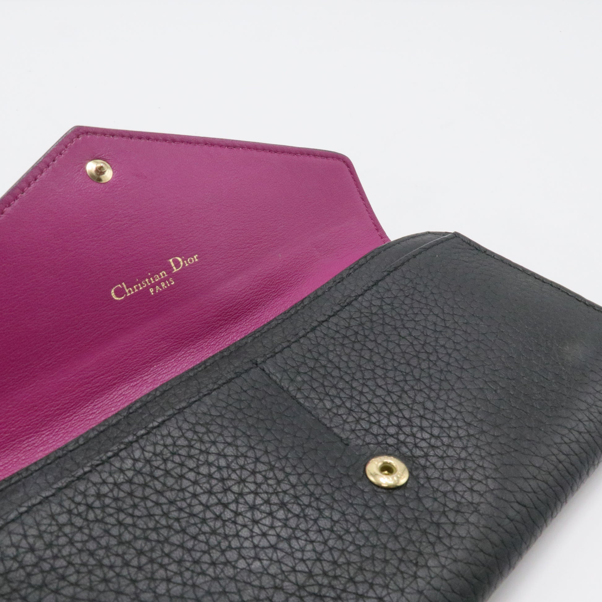 Black Pebbled Leather Diorissimo Long Wallet