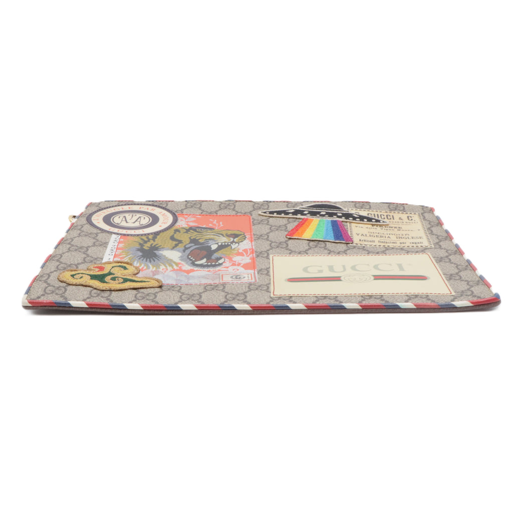 GG Supreme Monogram Courrier Documents Holder Beige New Acero