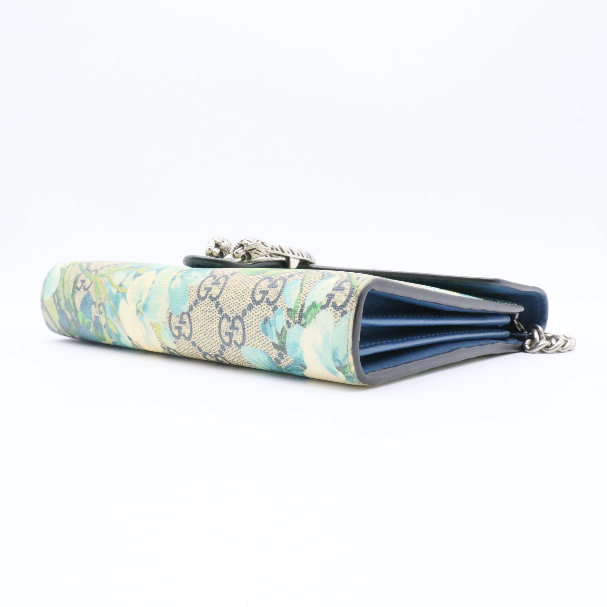 Dionysus Chain Wallet Blooms Print GG Coated Canvas Small