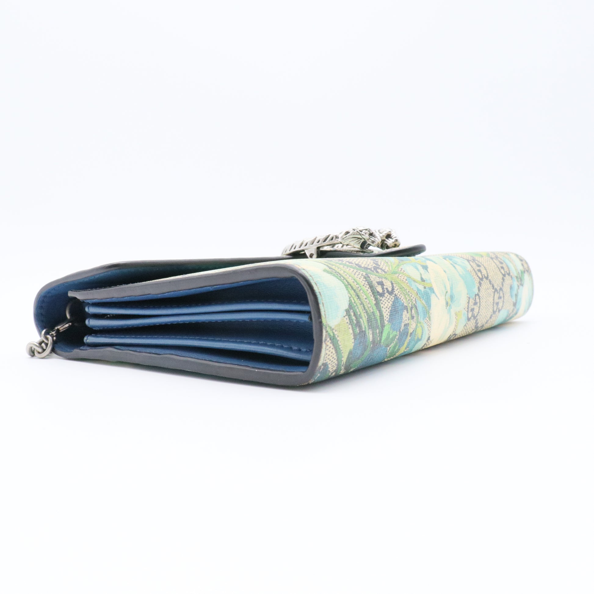 Dionysus Chain Wallet Blooms Print GG Coated Canvas Small