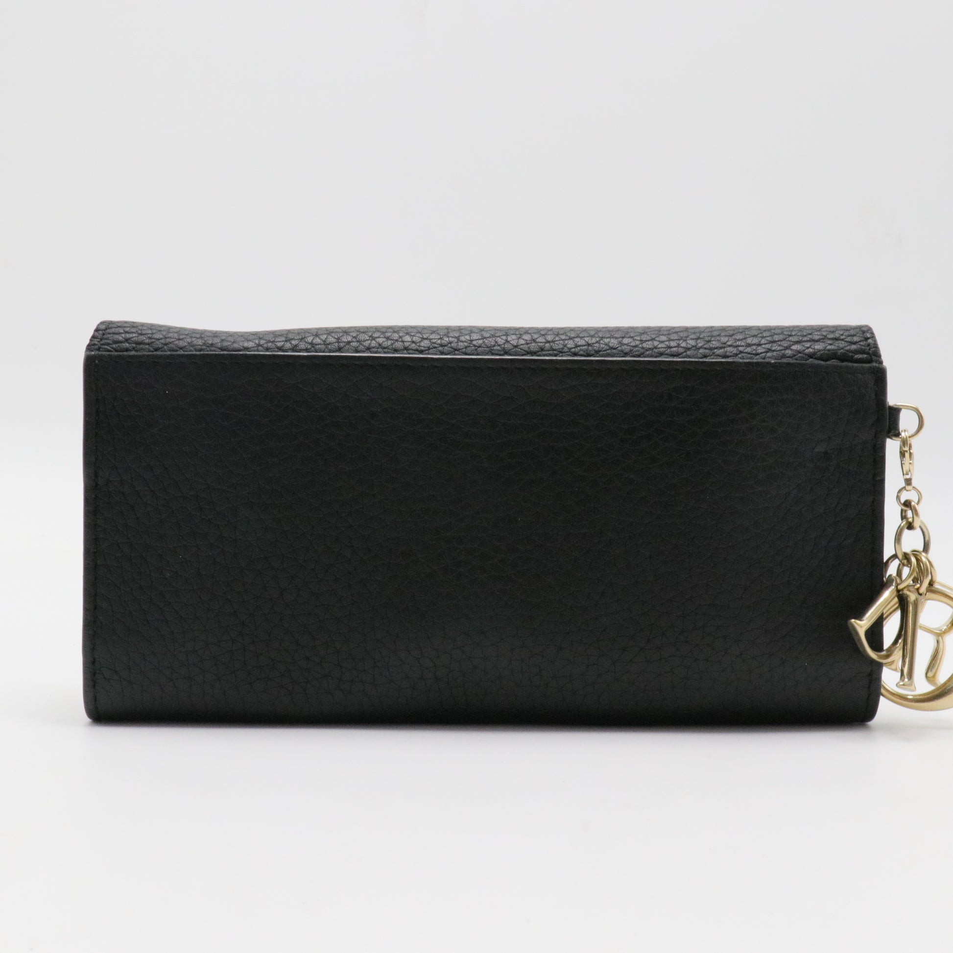 Black Pebbled Leather Diorissimo Long Wallet