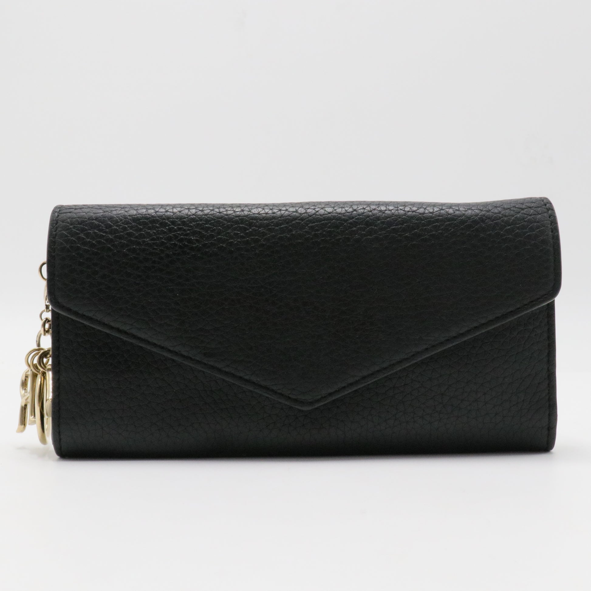 Black Pebbled Leather Diorissimo Long Wallet