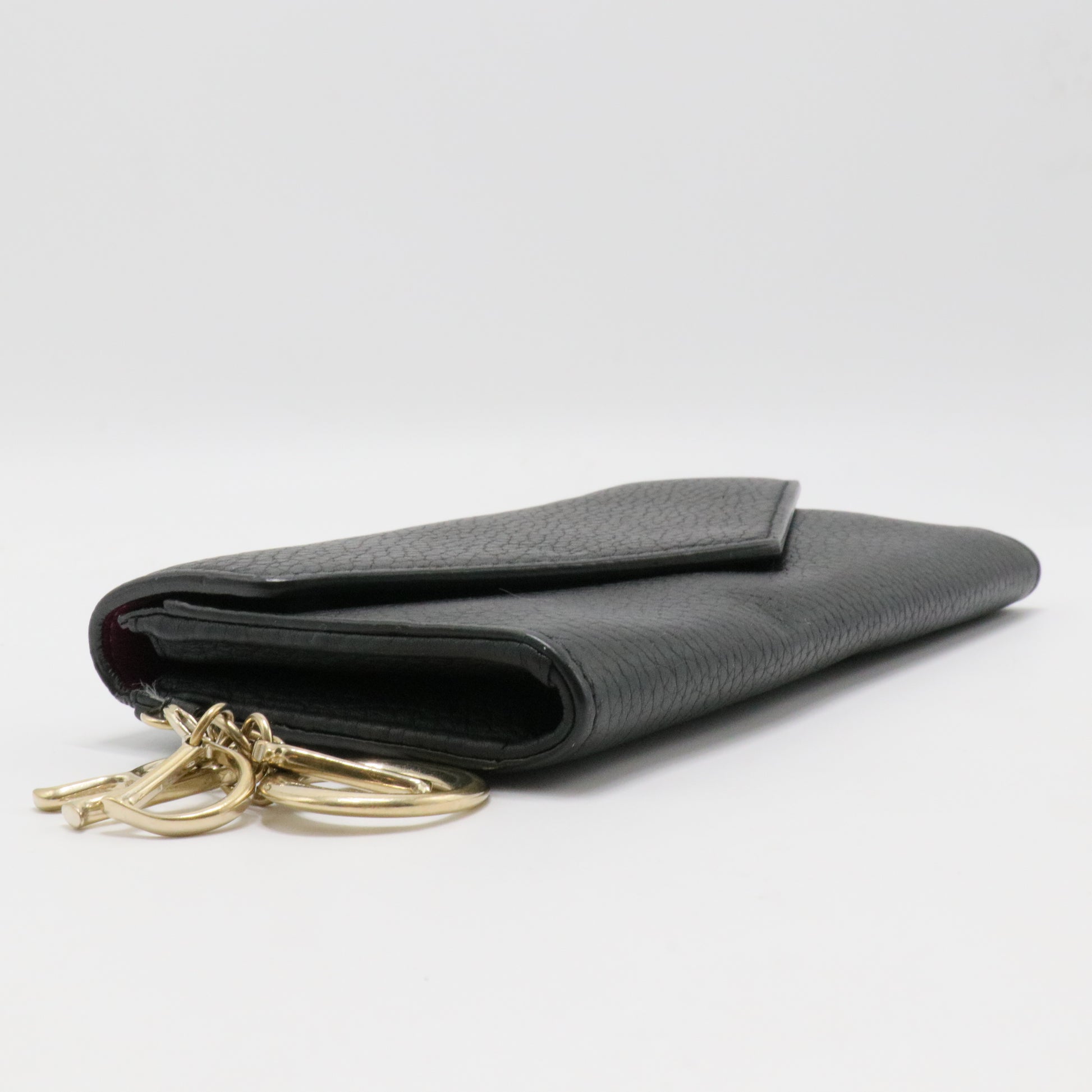 Black Pebbled Leather Diorissimo Long Wallet