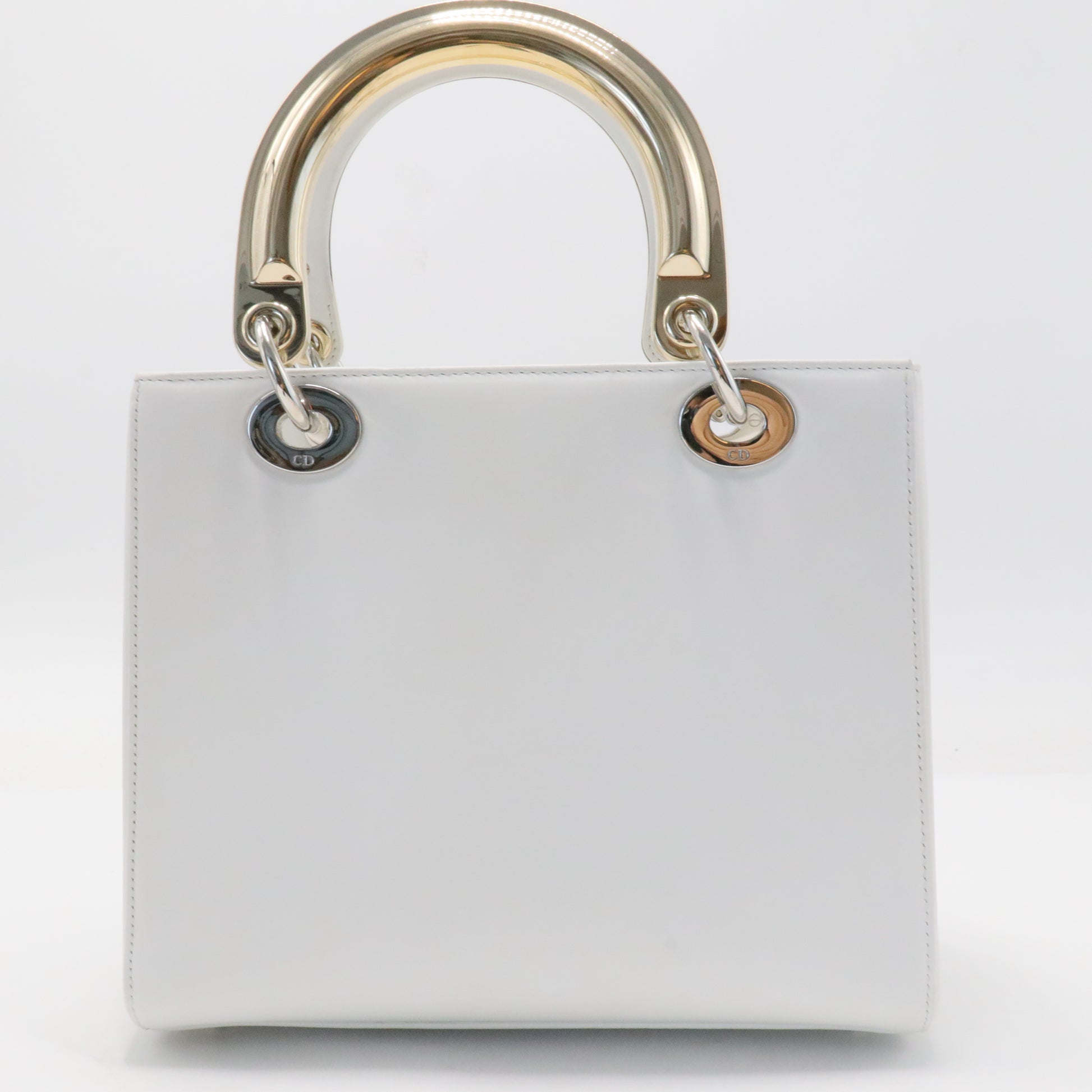 Lady Dior Badge Embellished Patent Leather Bag