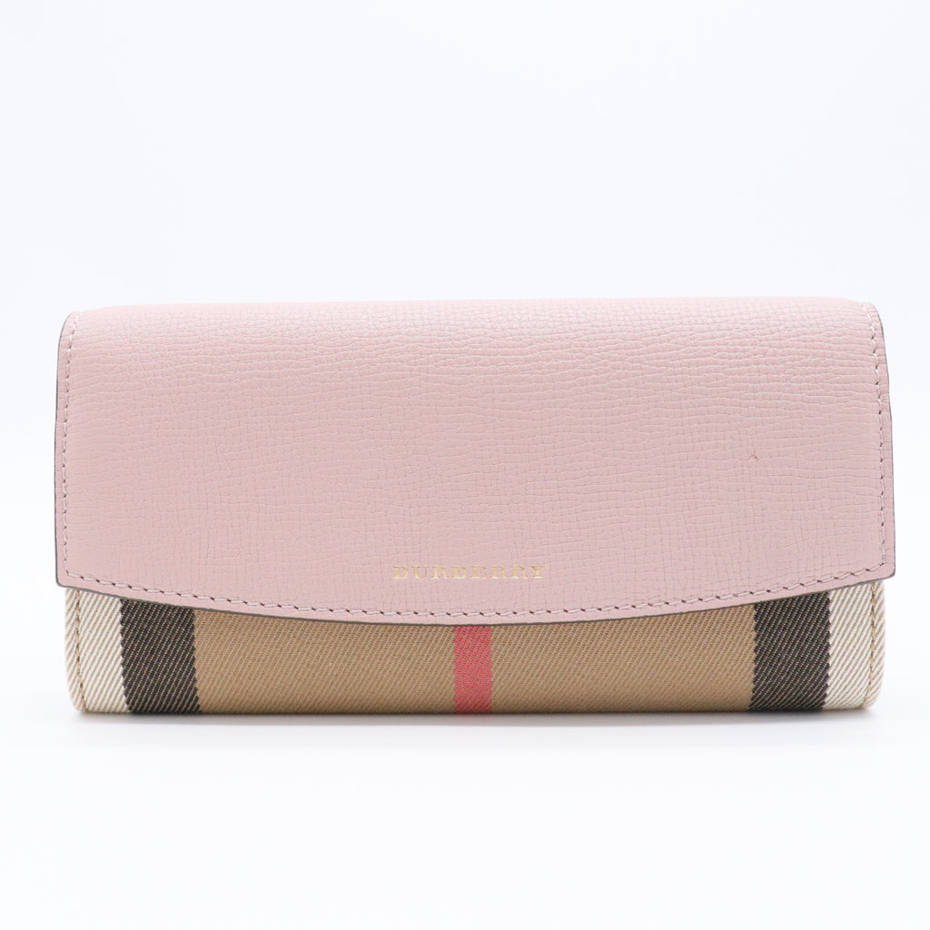 Leather Plaid Print Continental Wallet