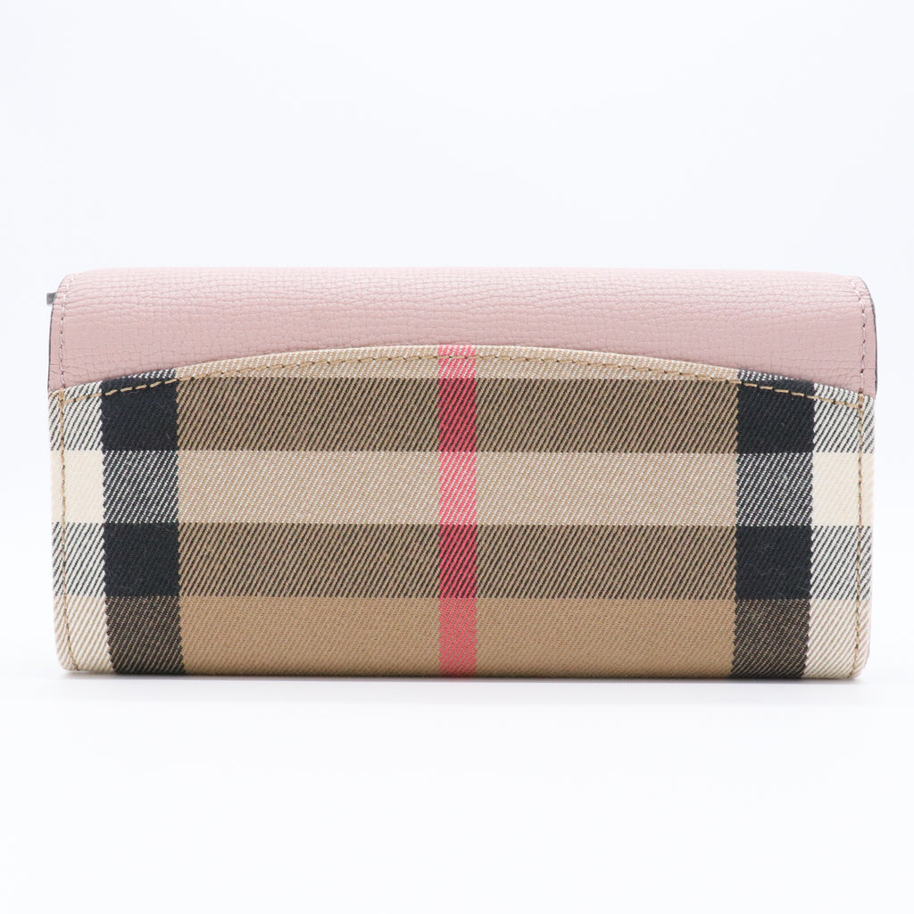 Leather Plaid Print Continental Wallet