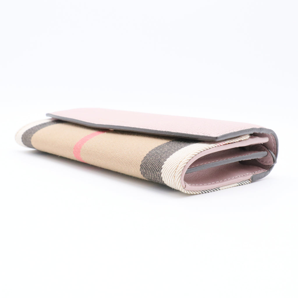Leather Plaid Print Continental Wallet