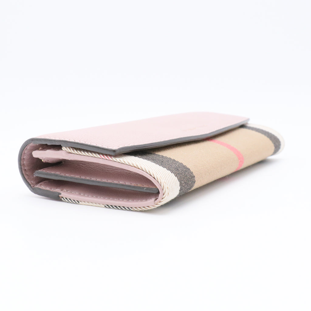 Leather Plaid Print Continental Wallet