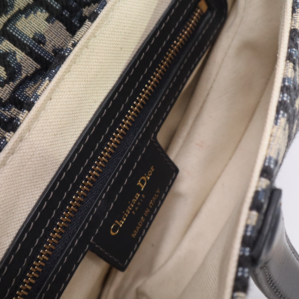 Christian Dior Blue Oblique Canvas Dior Saddle Bag Twins LDJ3255