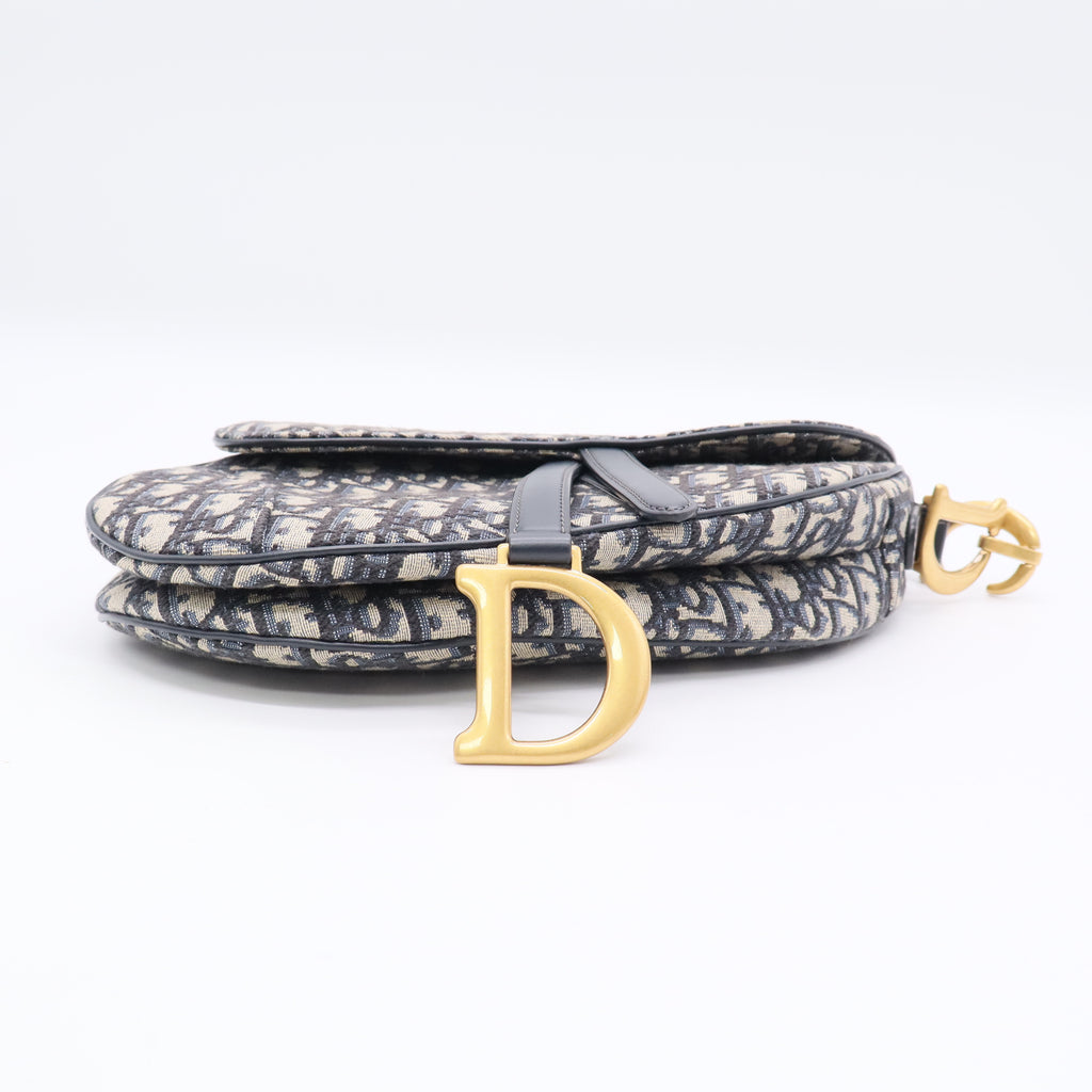 Christian Dior Blue Oblique Canvas Dior Saddle Bag Twins LDJ3255
