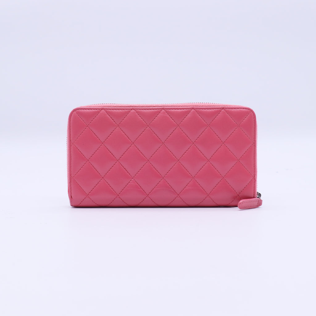 Chanel Lambskin Large Gusset Zip Around Wallet Pink twins LDJ3843