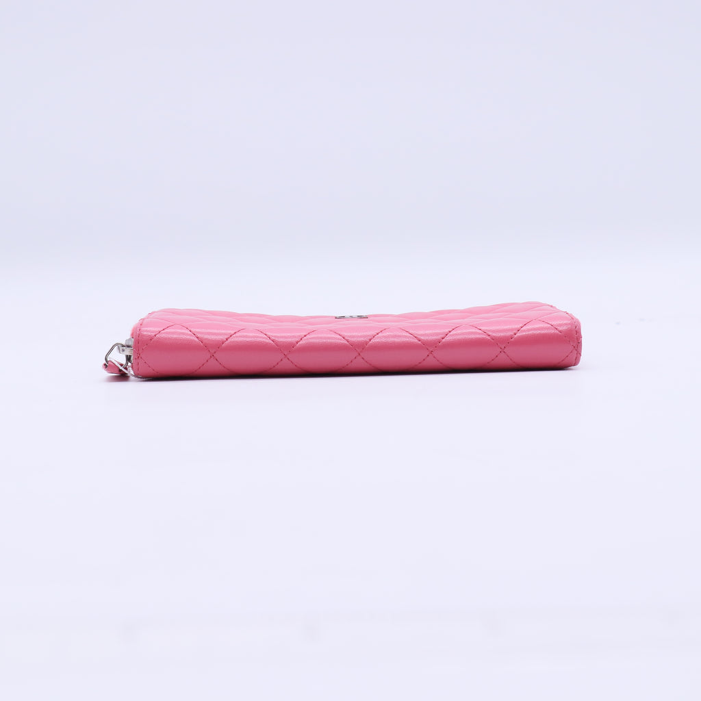 Chanel Lambskin Large Gusset Zip Around Wallet Pink twins LDJ3843