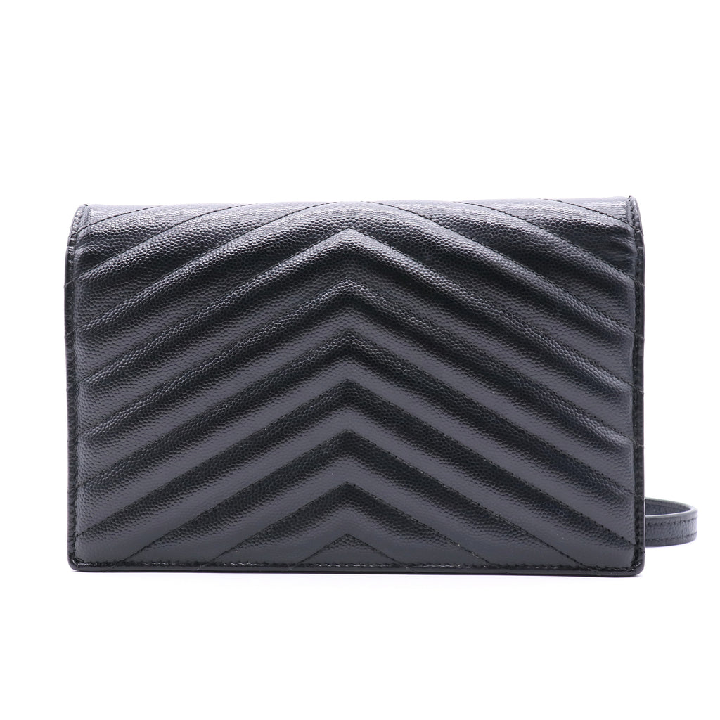 Classic Monogram Wallet on Chain Matelasse Chevron Leather Small