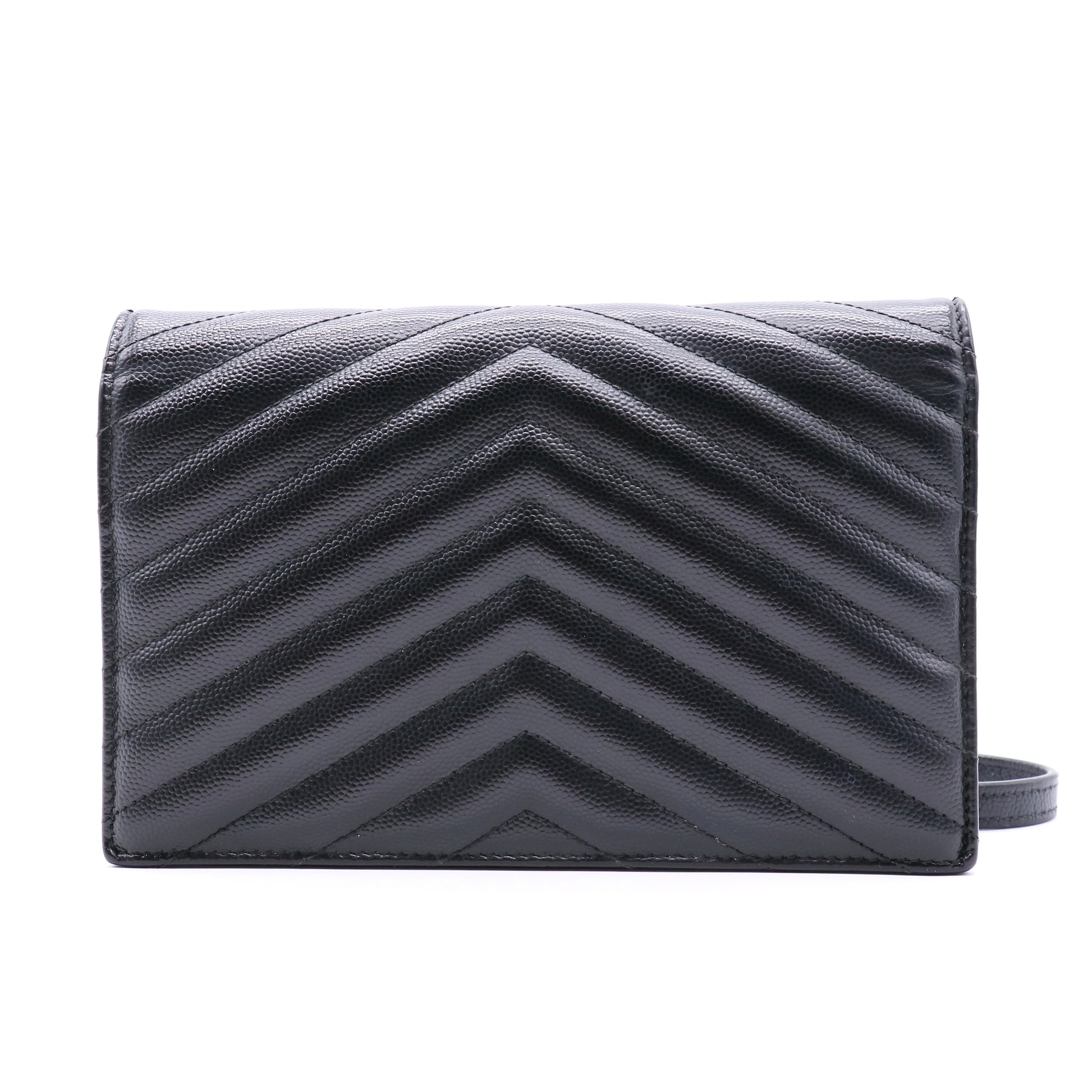 Classic Monogram Wallet on Chain Matelasse Chevron Leather Small
