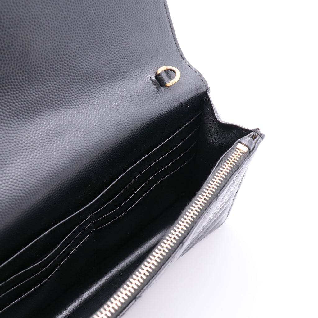 Classic Monogram Wallet on Chain Matelasse Chevron Leather Small