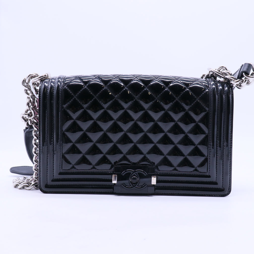 Boy Flap Bag Quilted Crinkled Patent New Medium Twins LDJ2477