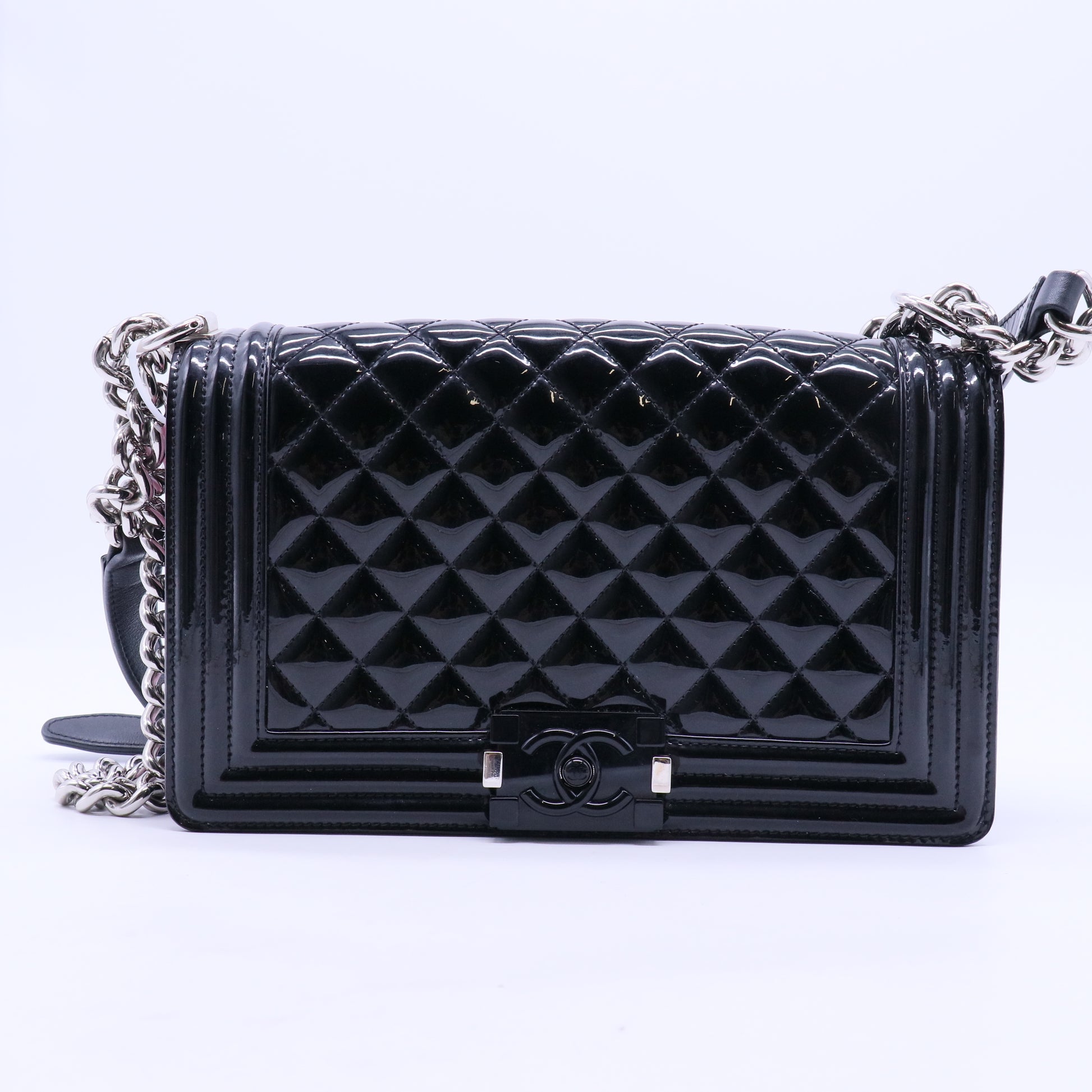 Boy Flap Bag Quilted Crinkled Patent New Medium Twins LDJ2477