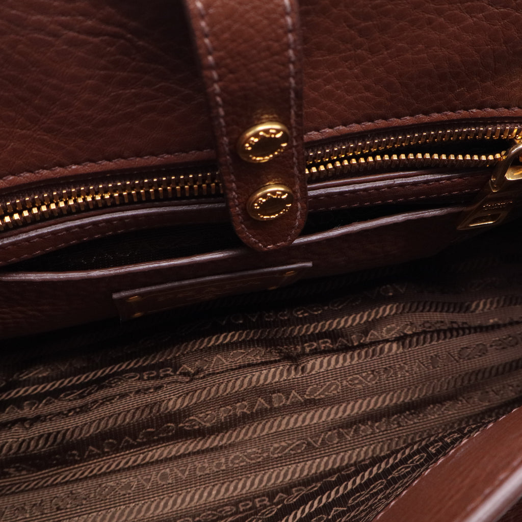 Prada Push Lock Flap Messenger Bag Vitello Daino Small Twins LDJ2492