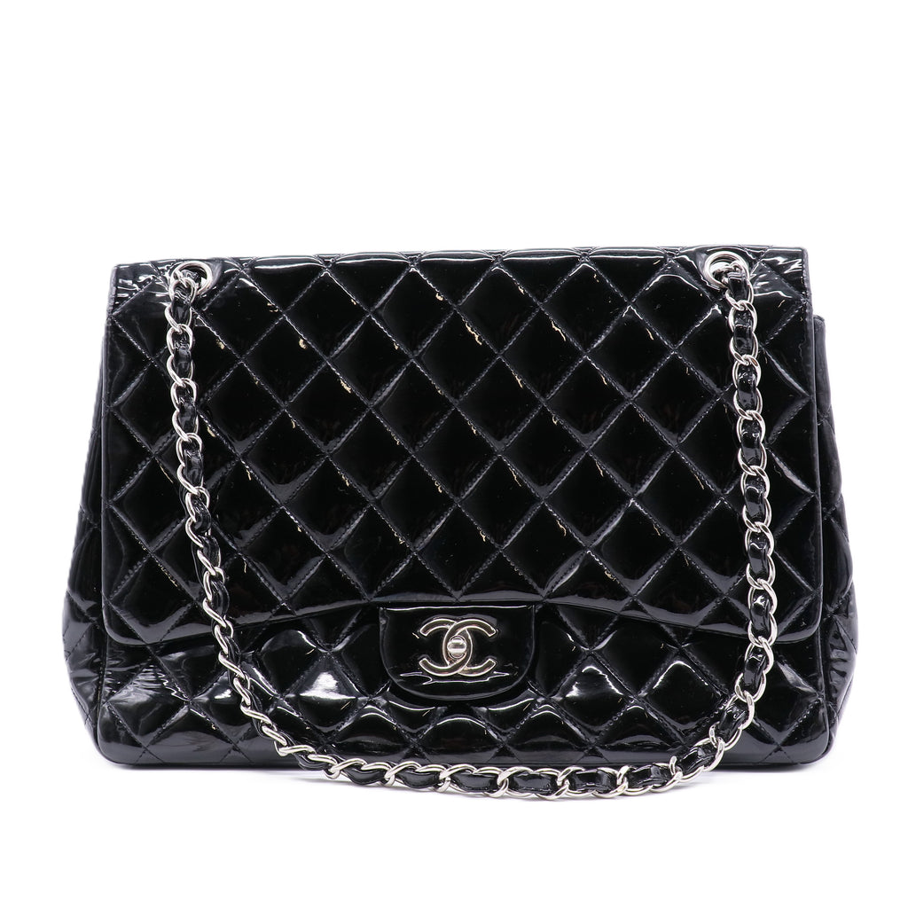 Classic Patent Maxi Double Flap Bag
