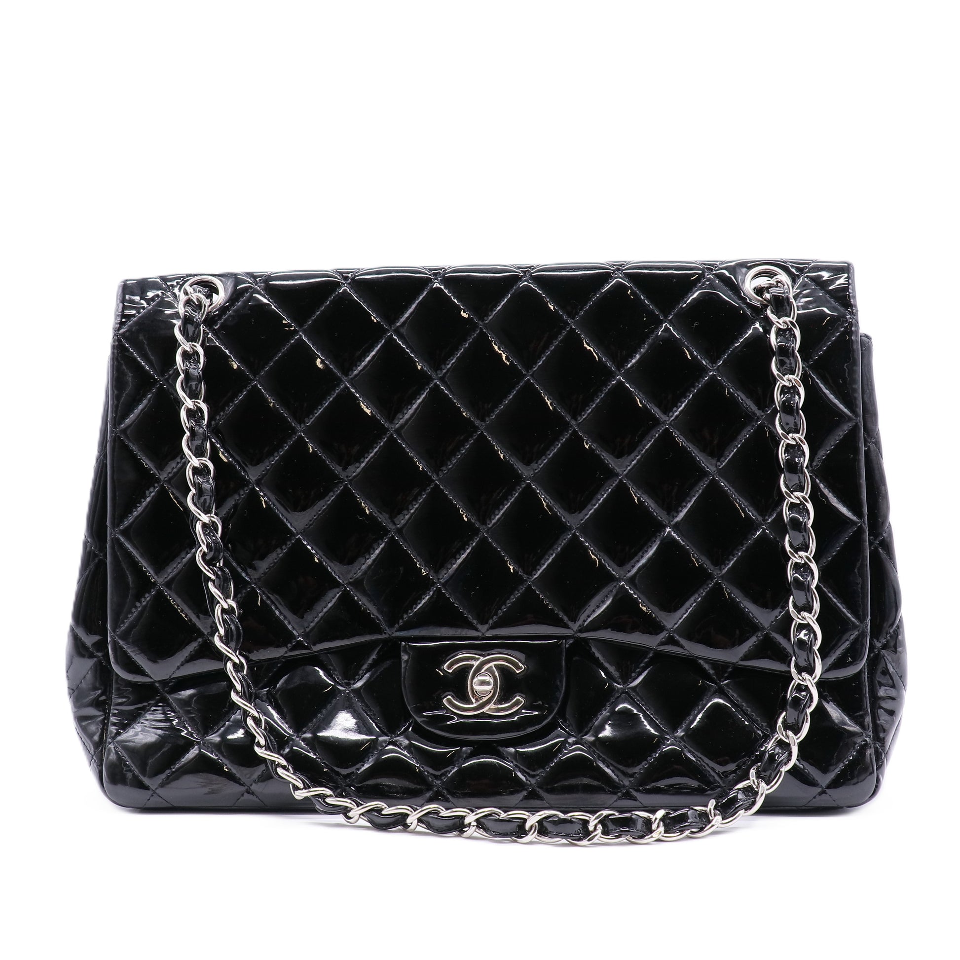 Classic Patent Maxi Double Flap Bag