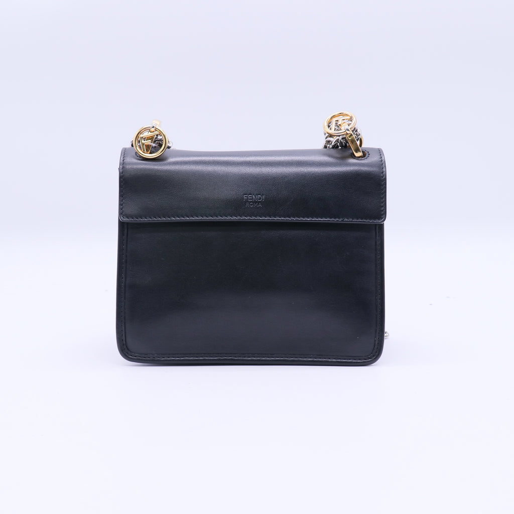 Fendi Black Leather Kan I Logo Small Crossbody Bag  Twins LDJ3860