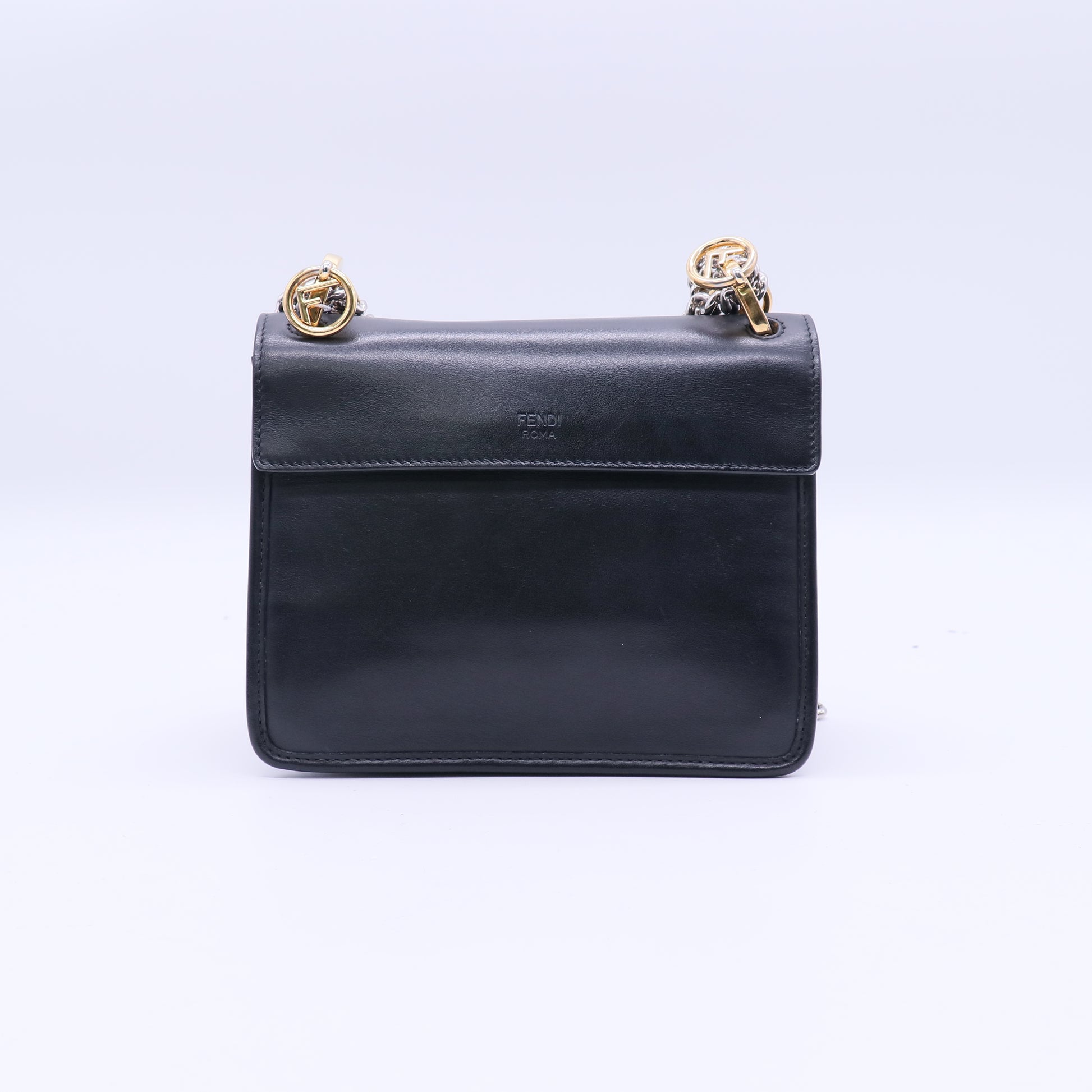 Fendi Black Leather Kan I Logo Small Crossbody Bag  Twins LDJ3860