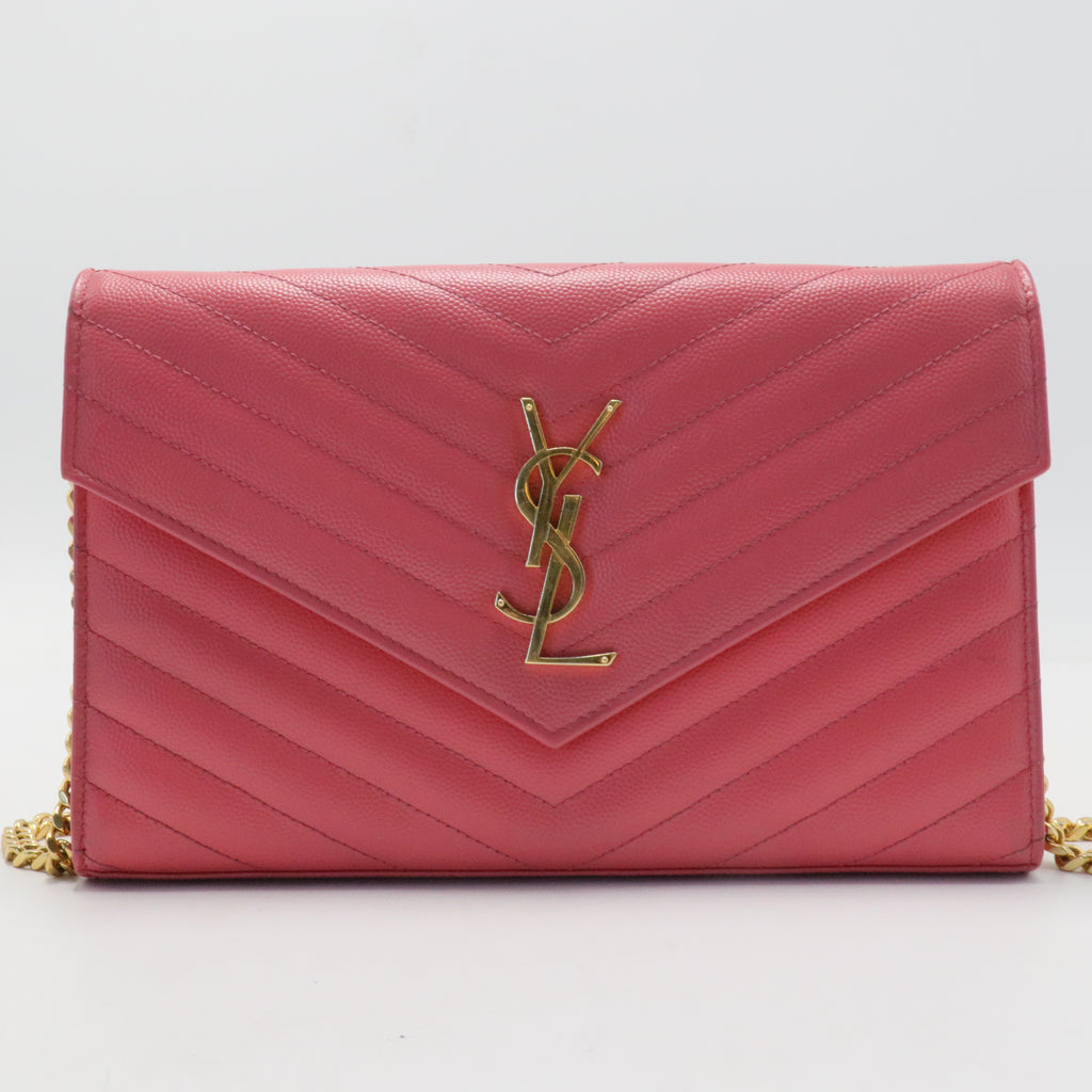 Grain De Poudre Matelasse Chevron Monogram Chain Wallet